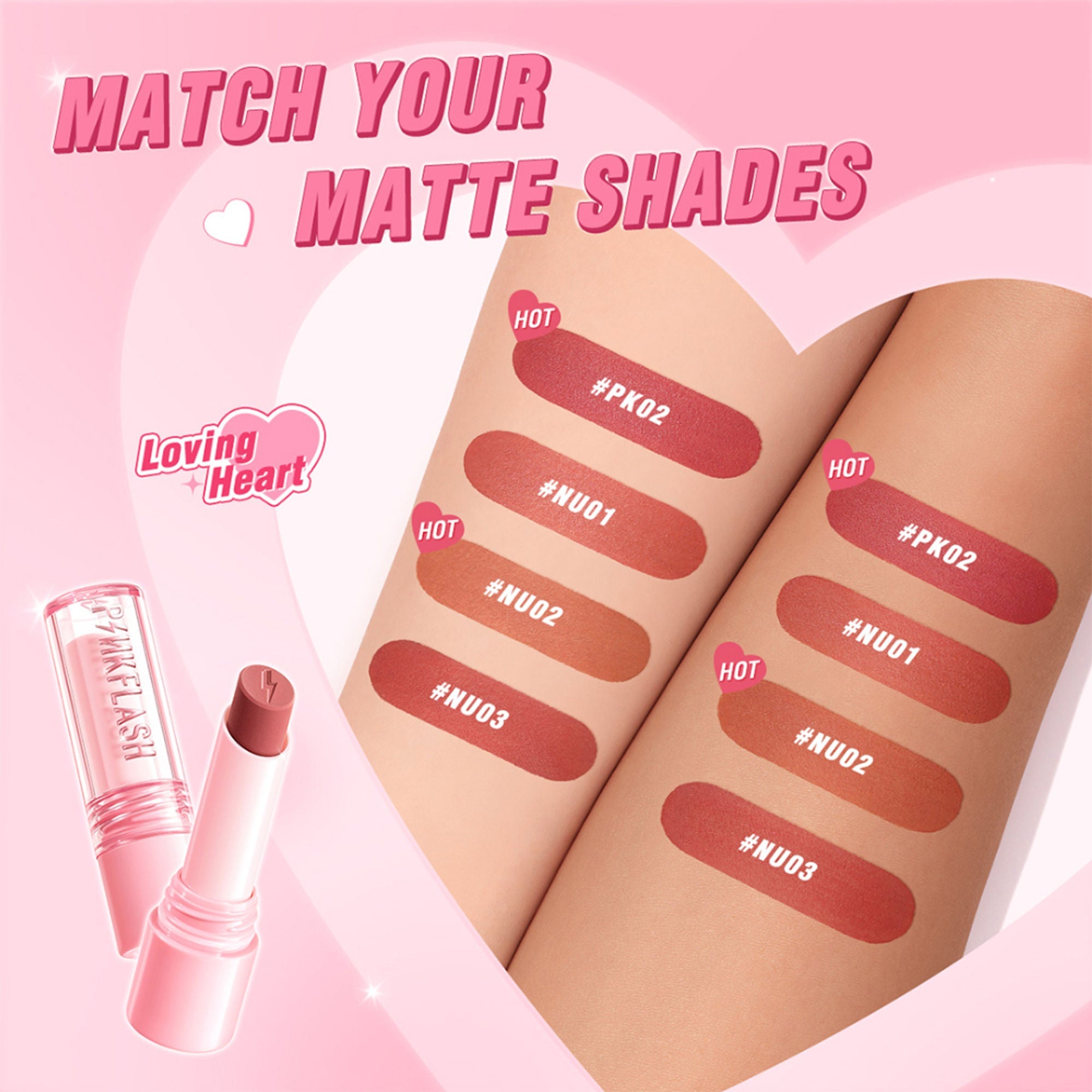 PINKFLASH Lasting Matte Lipstick - NU01 Cute Rose