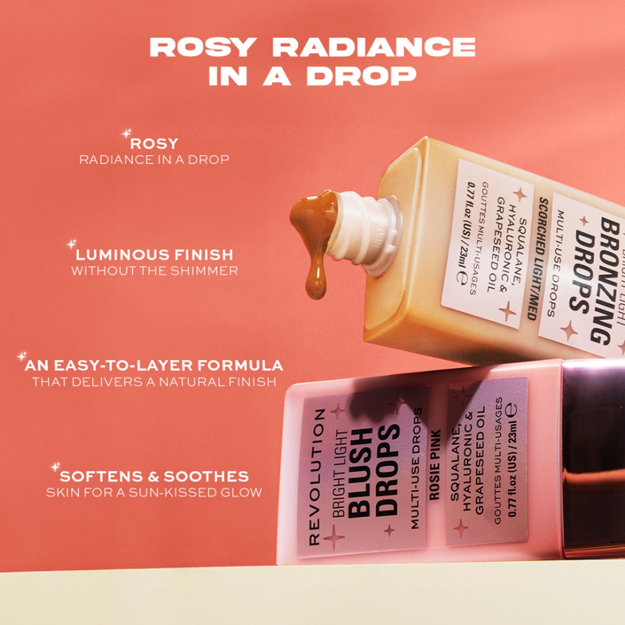 Makeup Revolution Bright Light Blush Drops Pink Rosie