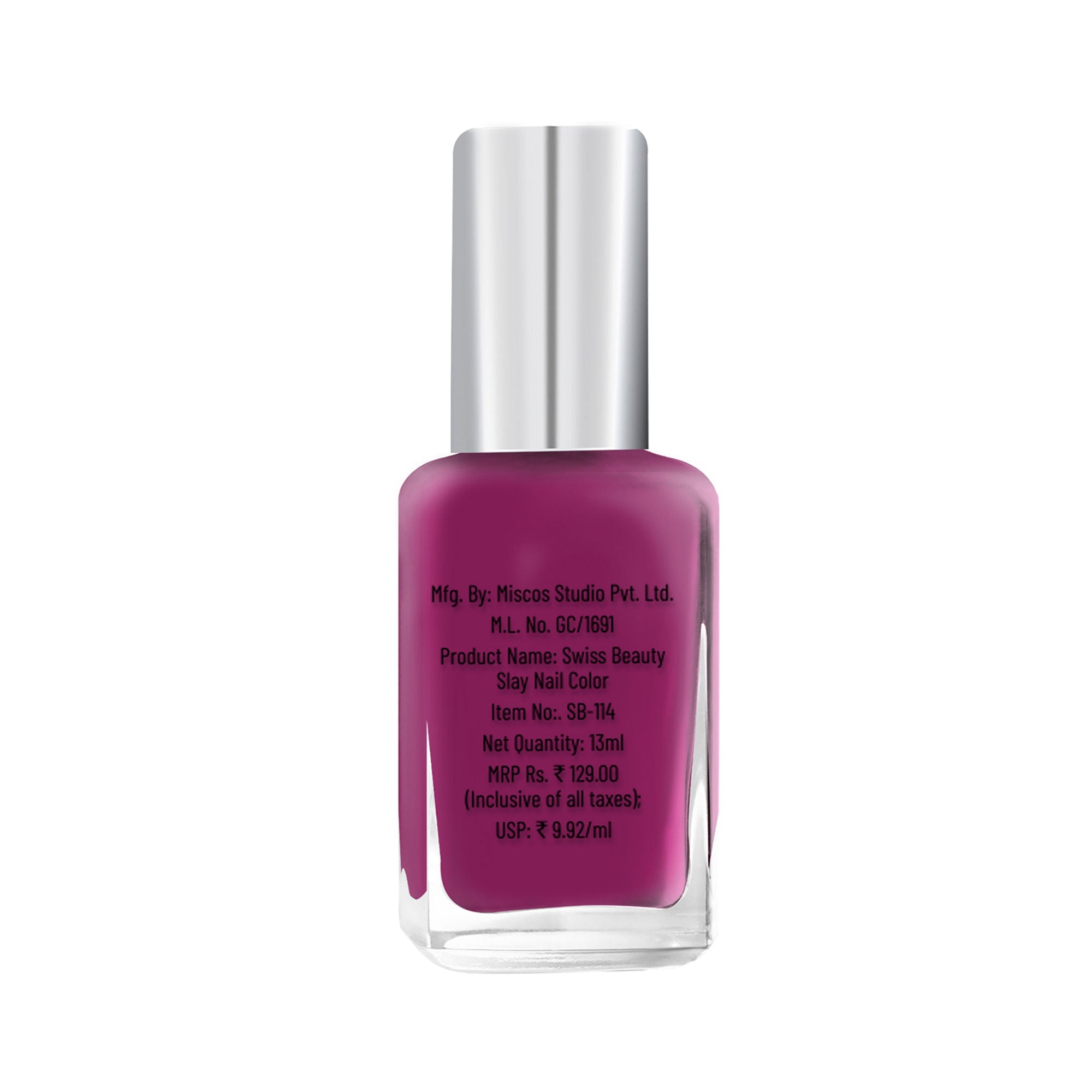 Swiss Beauty Slay Nail Color With Ultra Shine Formulation - 70 Violet