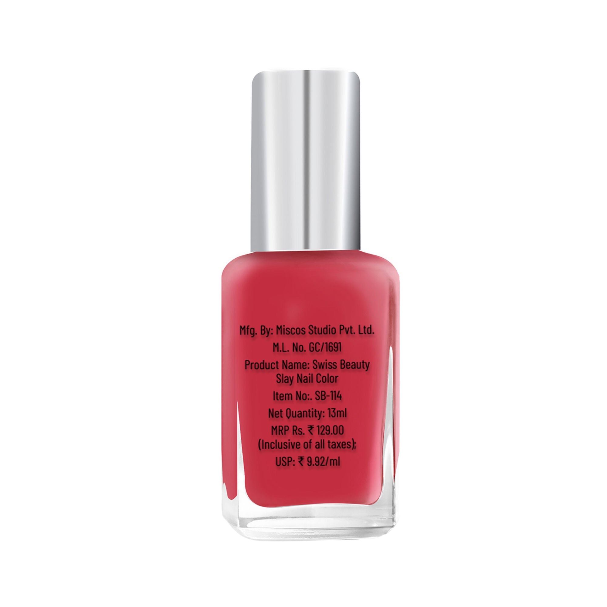 Swiss Beauty Slay Nail Color With Ultra Shine Formulation - 71 Cherry Pink