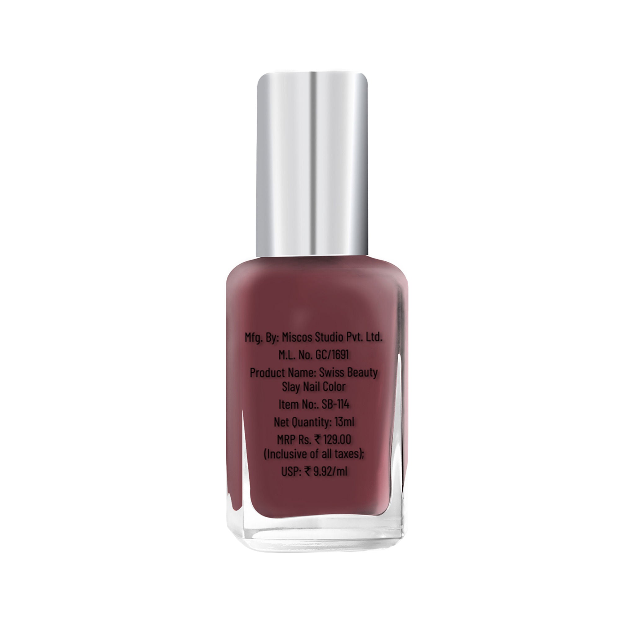 Swiss Beauty Slay Nail Color With Ultra Shine Formulation - 85 Burnt Brown