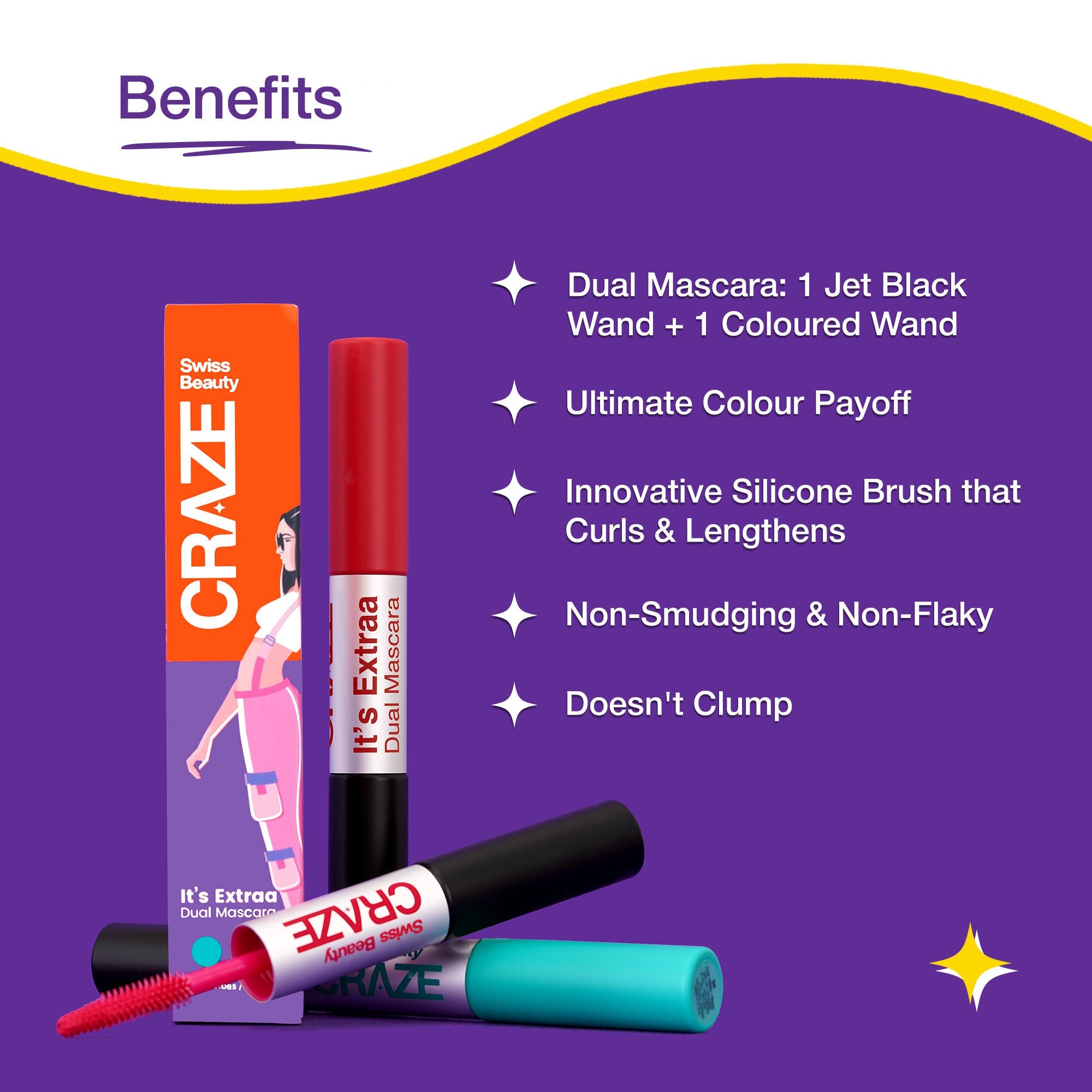 Swiss Beauty Craze It's Extraa Dual Non Flaky Mascara - 1 Red Flag