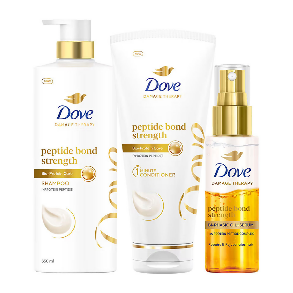 Dove Peptide Bond Strength Shampoo + Bi Phasic Serum + Conditioner Combo