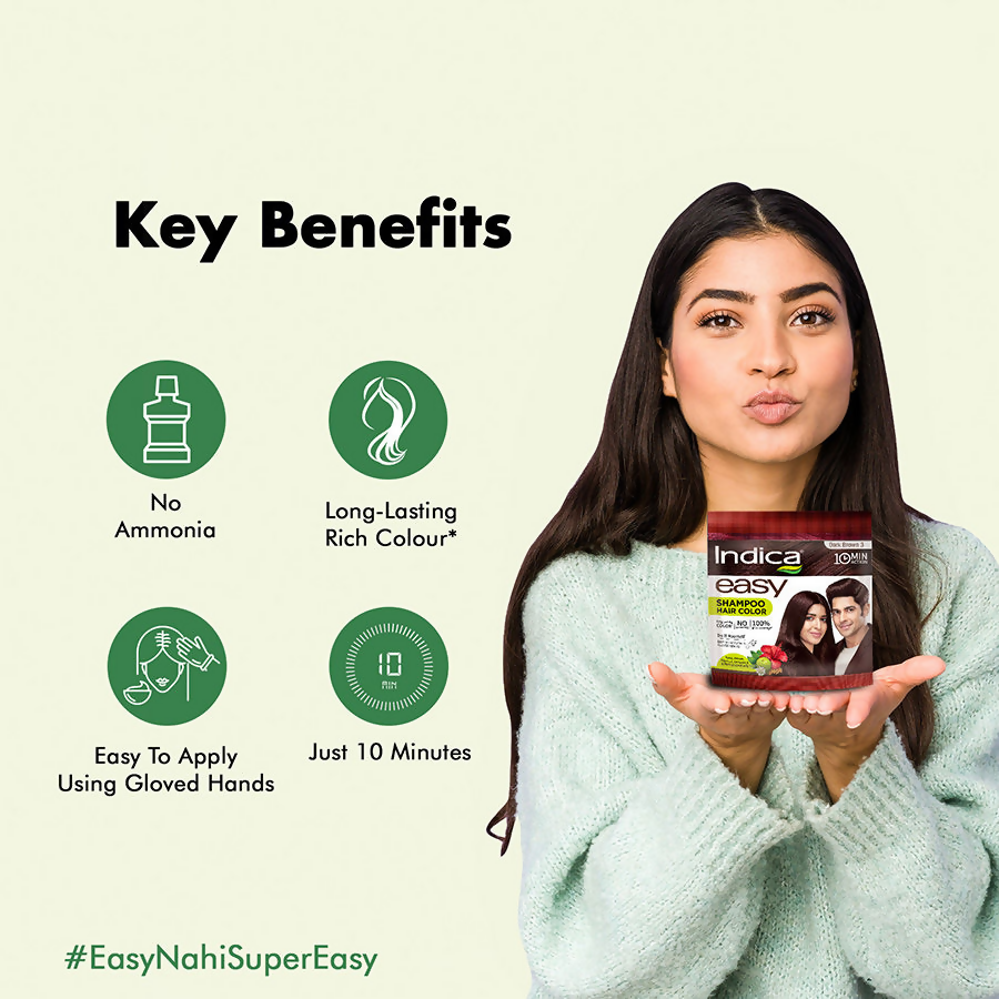 Indica Easy Hair Color Shampoo Dark Brown 3