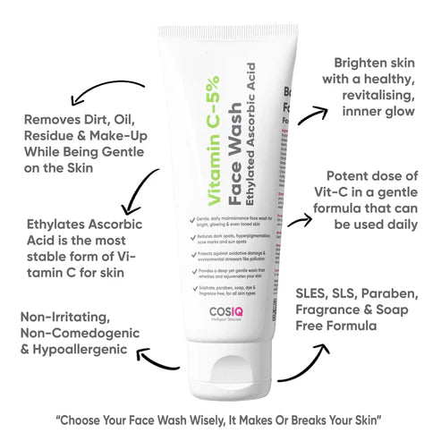 COSIQ Vitamin C-5% Brightening and Glow Face Wash