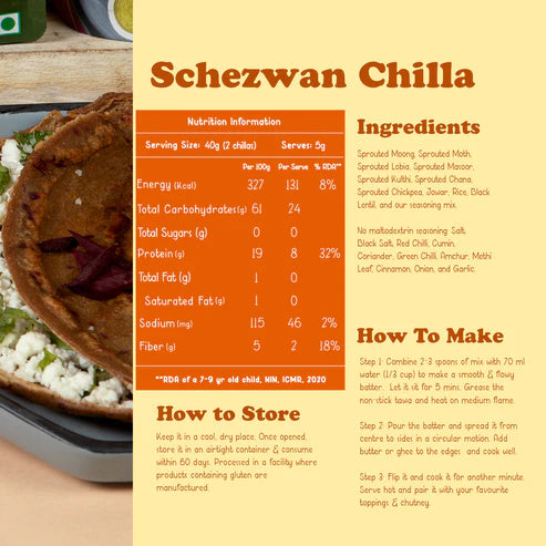 Gladful Achari Chilla and Schezwan Chilla Instant Mix - Pack of 2