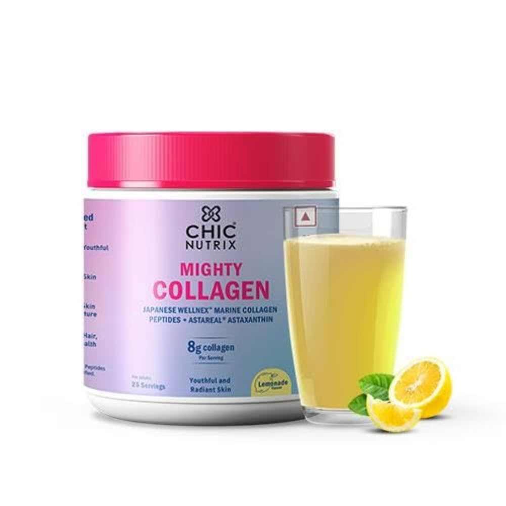 Chicnutrix Mighty Collagen Japanese Collagen Powder For Skin, Hair, Nails & Joints - Lemonade Flavor