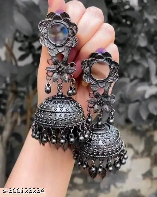 WOMENS BLACK COLOUR OXIDISED JHUMKI  THZ056