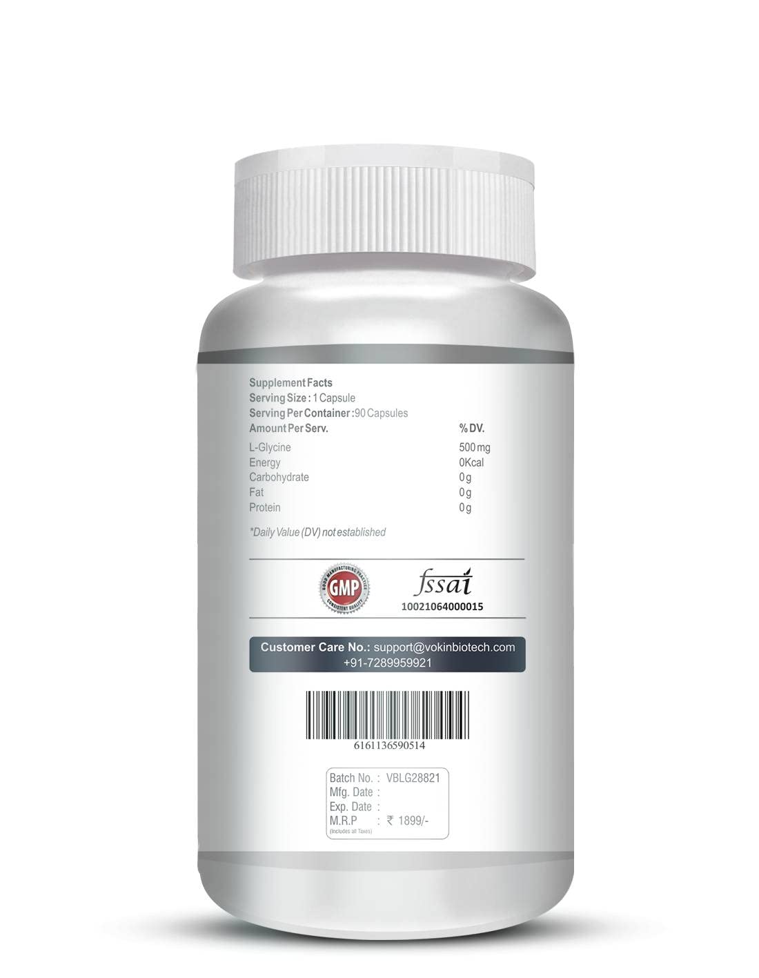 Vokin Biotech L- Glycine Energy Production - Support Cognitive and Sleep Health- 500mg
