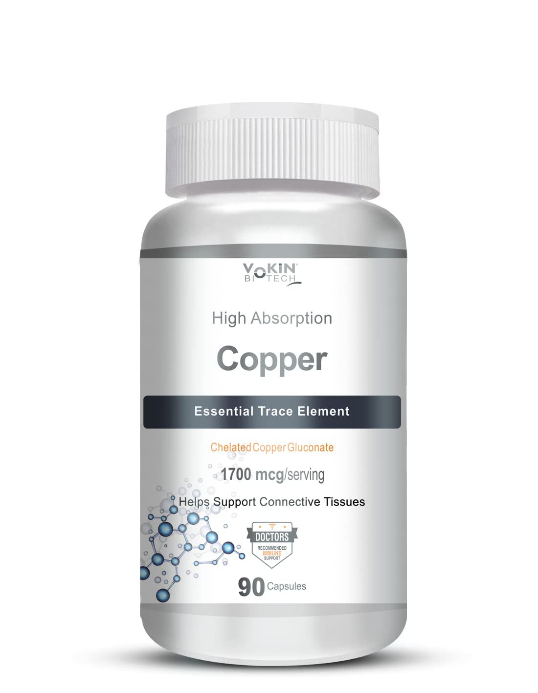 Vokin Biotech Chelated Copper Gluconate – Support Connective Tissues –1700mcg
