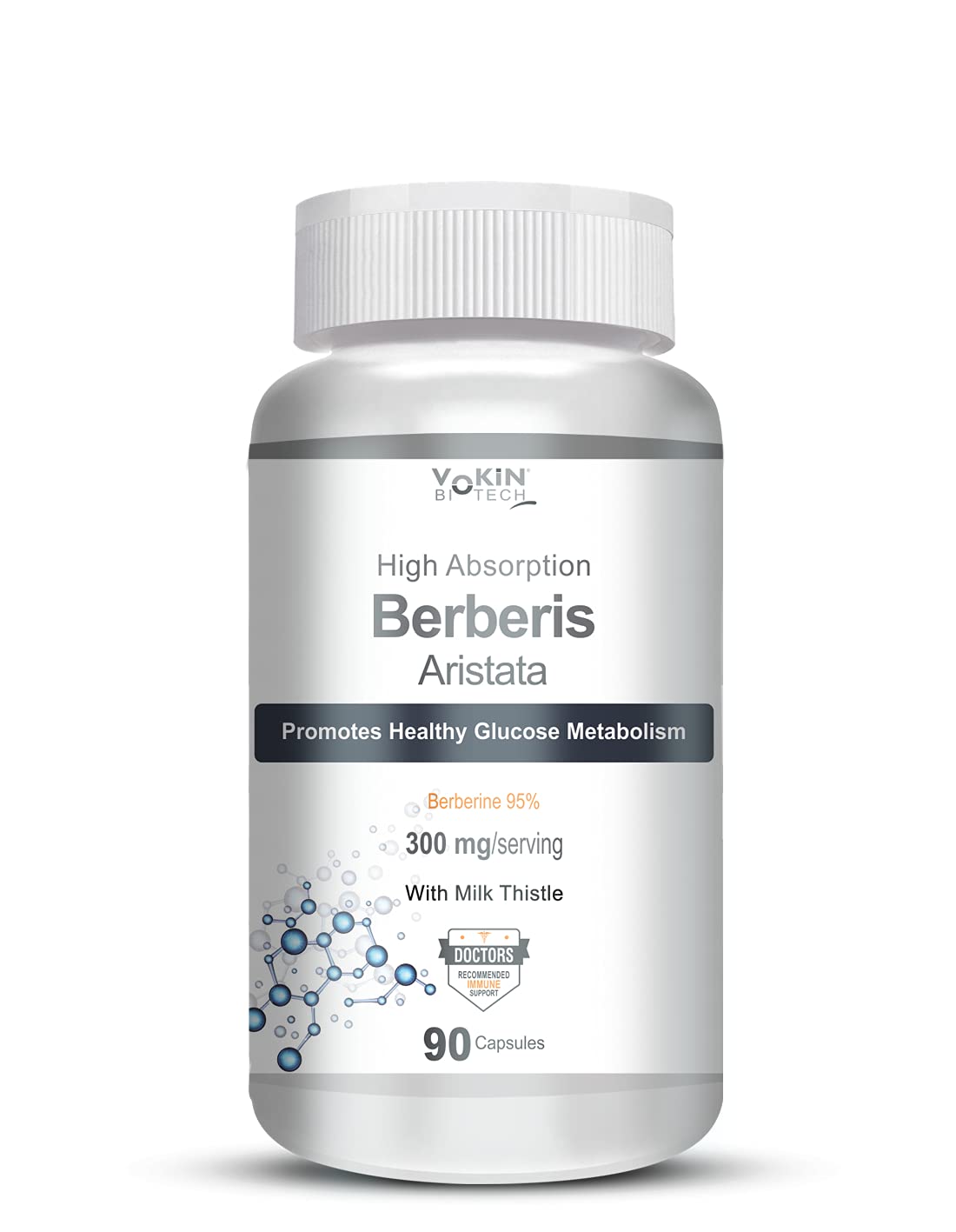 Vokin Biotech Berberis Berberine 95% with Milk Thistle Vegetable Capsules