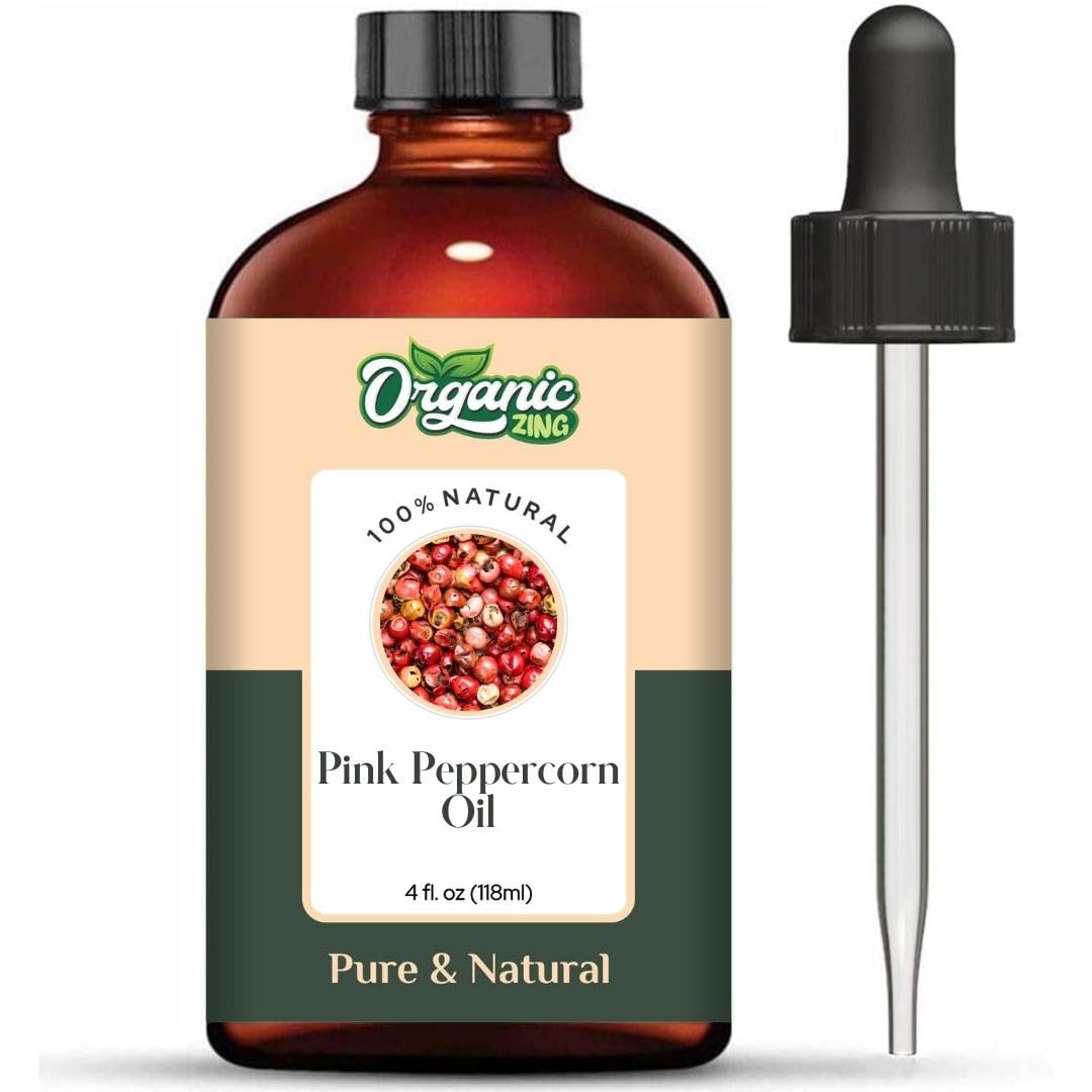 Organic Zing Pink Peppercorn (Schinus Molle) Oil | Pure & Natural Essential Oil for Aroma, Skincare & Massage