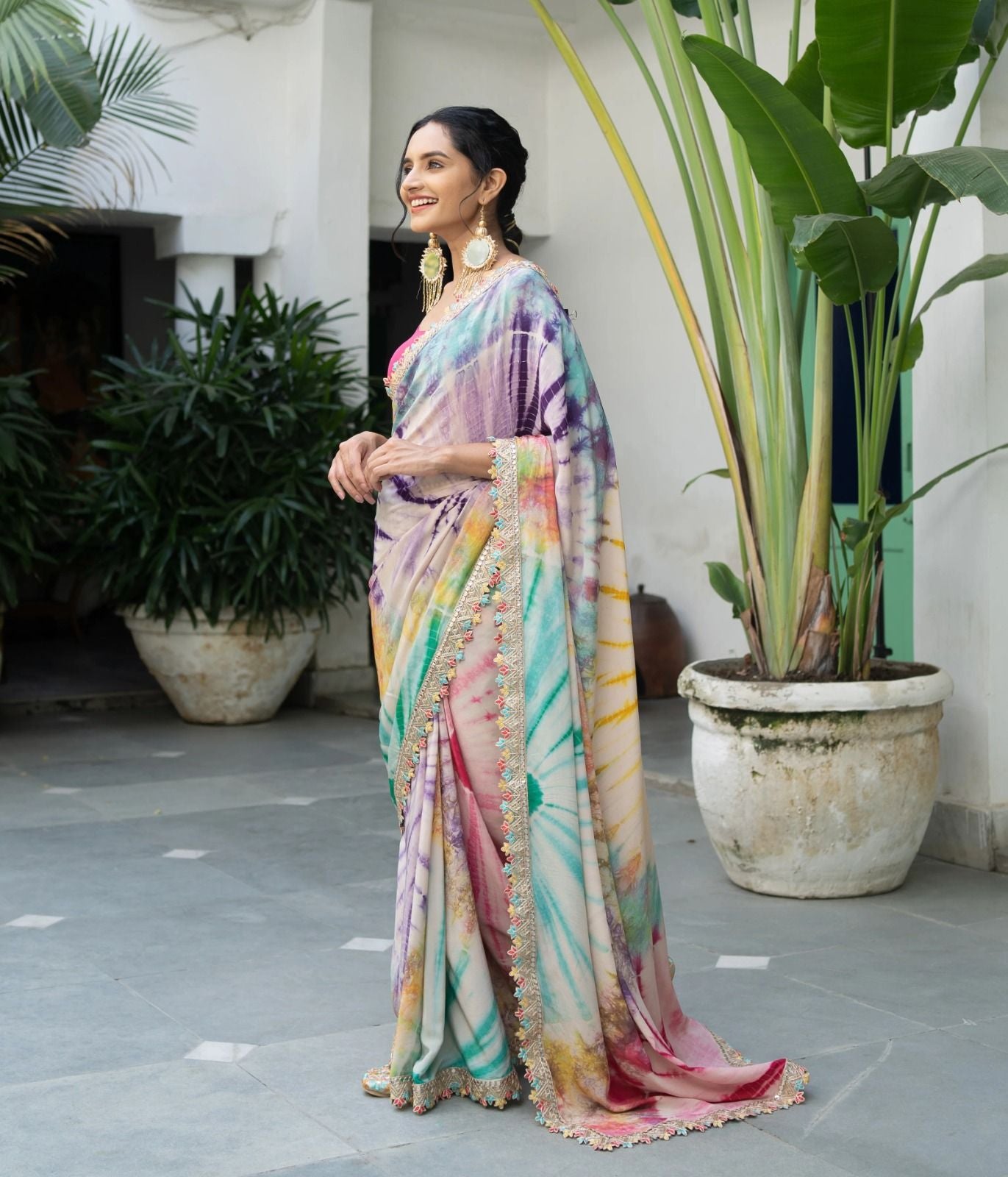 Aastha Multi Heavy soft chinon with beautiful Print