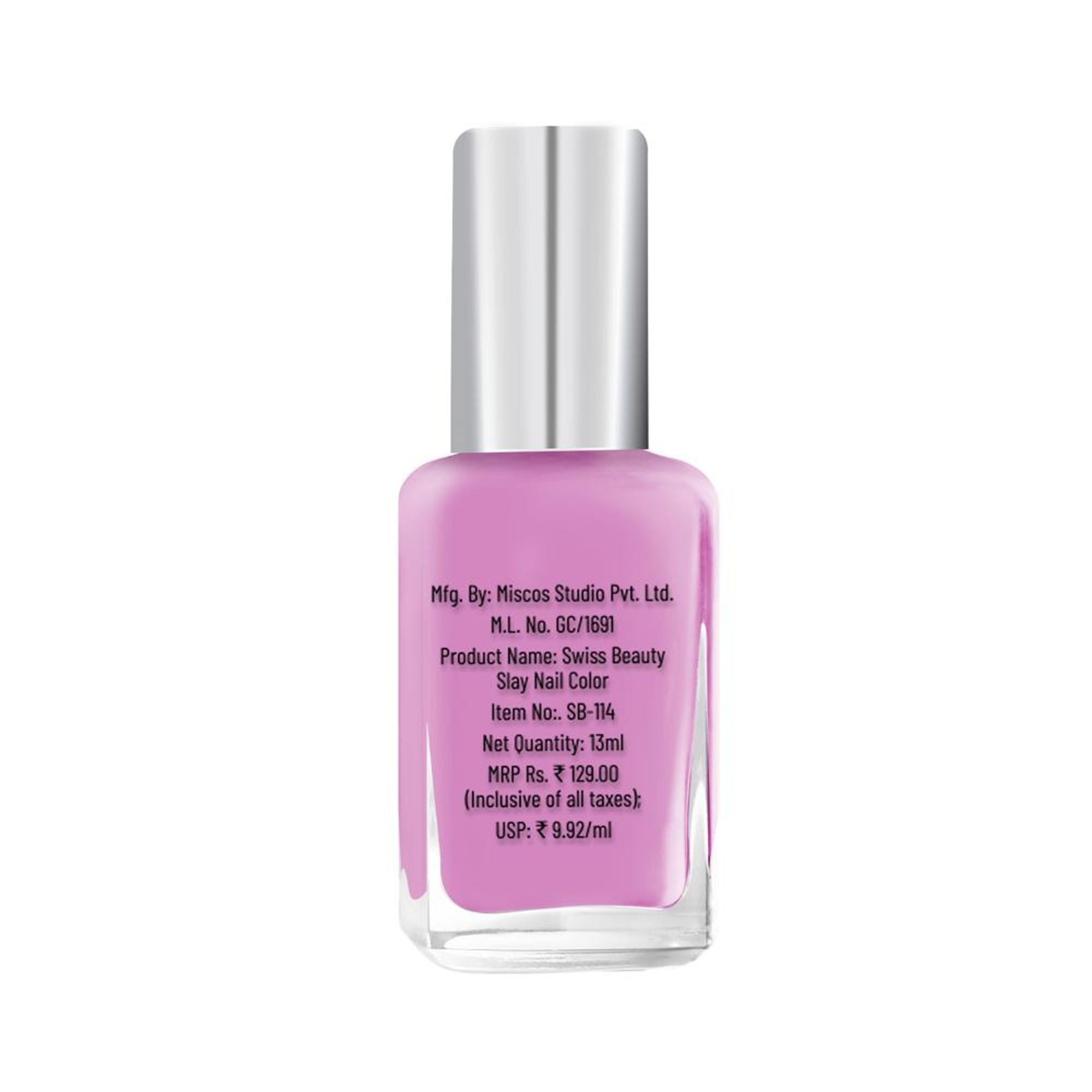 Swiss Beauty Slay Nail Color Ultra Shine Formulation - 01 Rush Pink