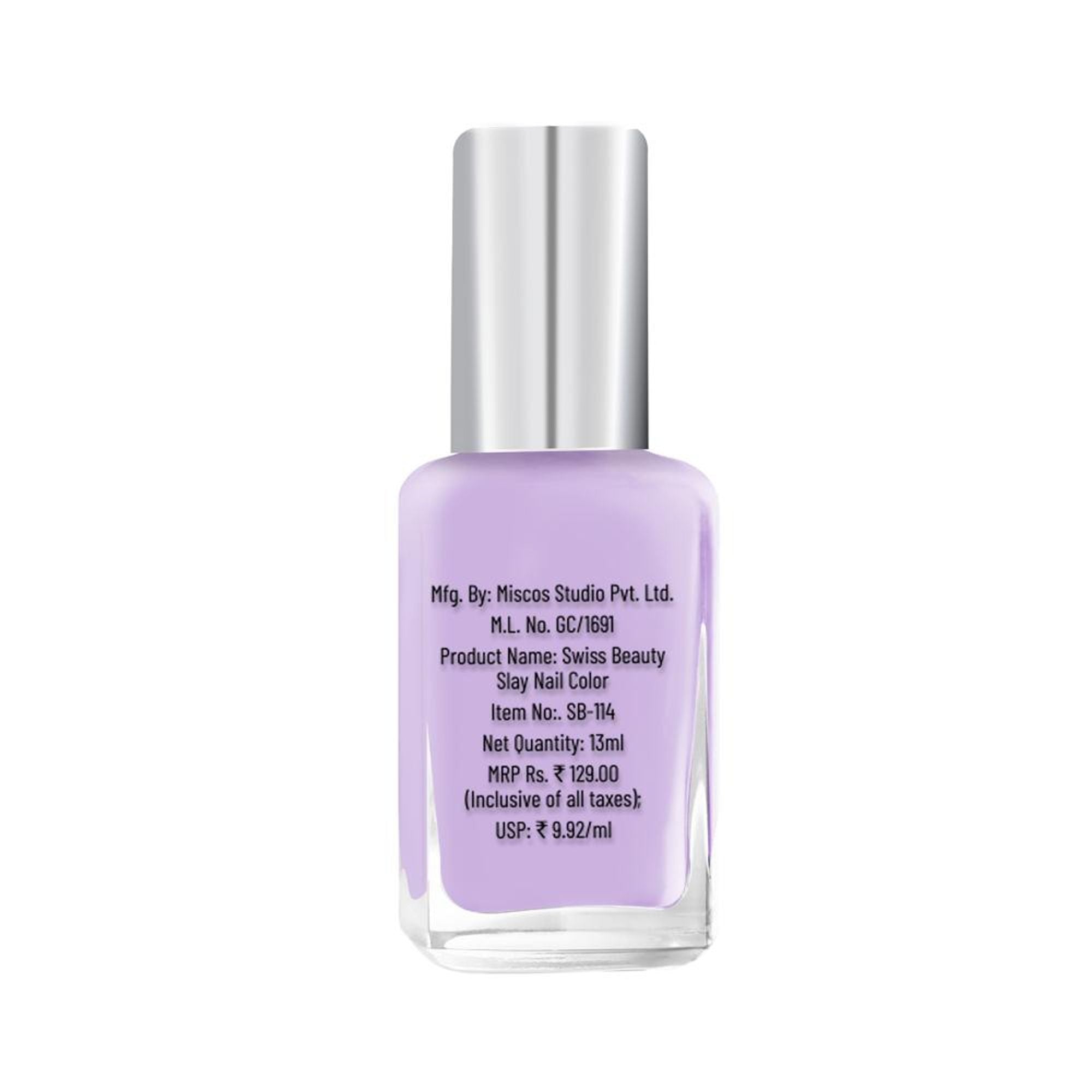 Swiss Beauty Slay Nail Color Ultra Shine Formulation - 16 Lavender