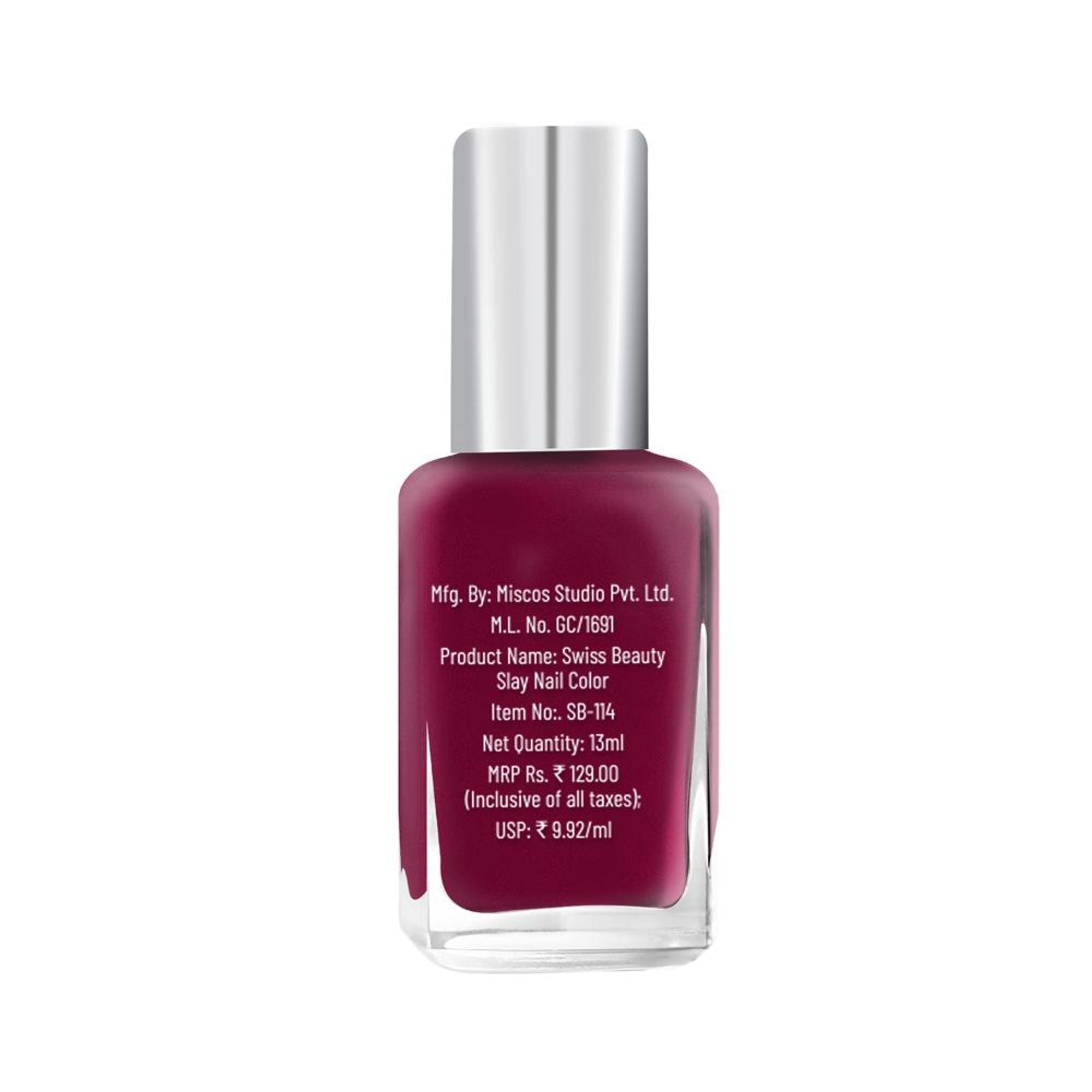 Swiss Beauty Slay Nail Color Ultra Shine Formulation - 18 Crystal Pink