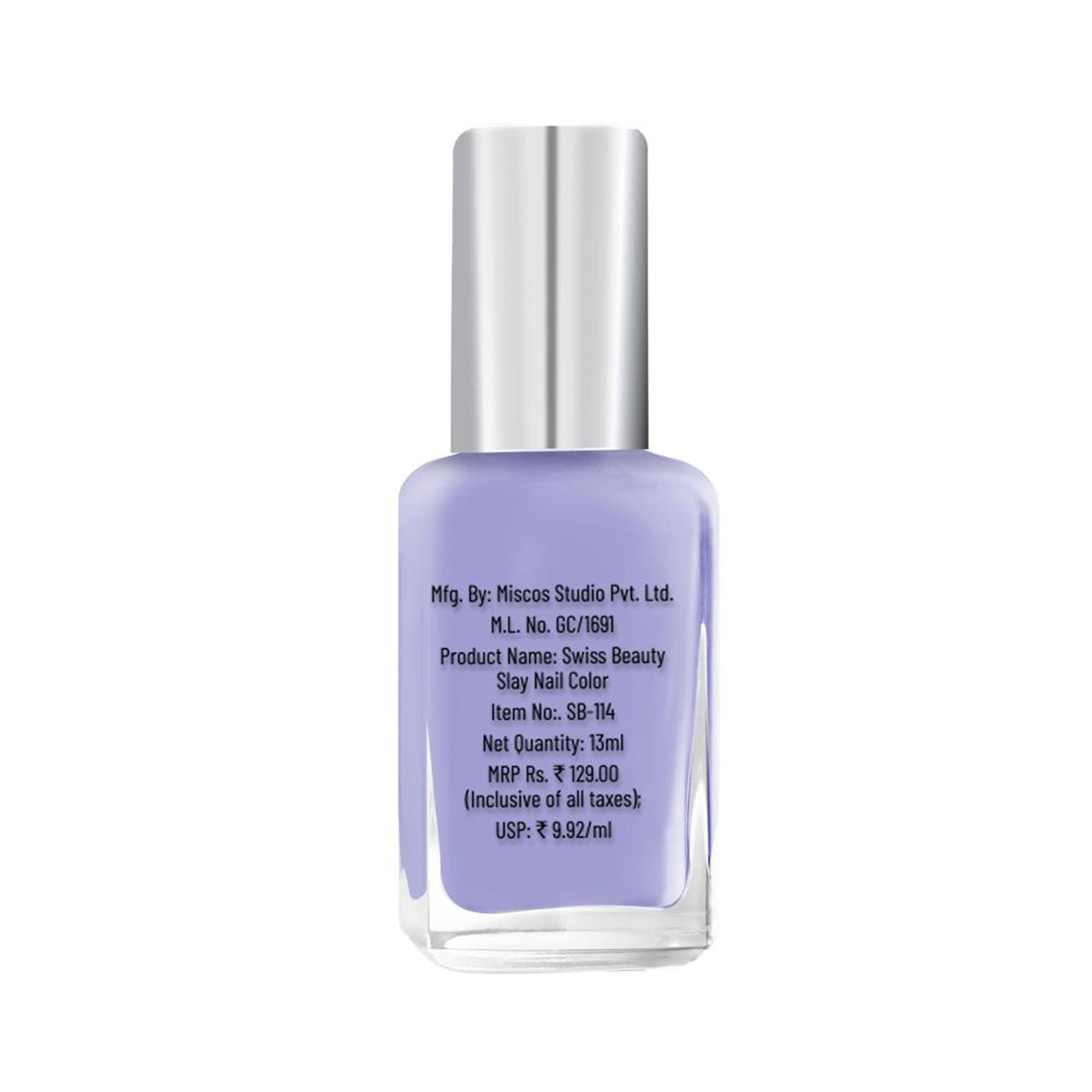 Swiss Beauty Slay Nail Color Ultra Shine Formulation - 21 Lavender Tender