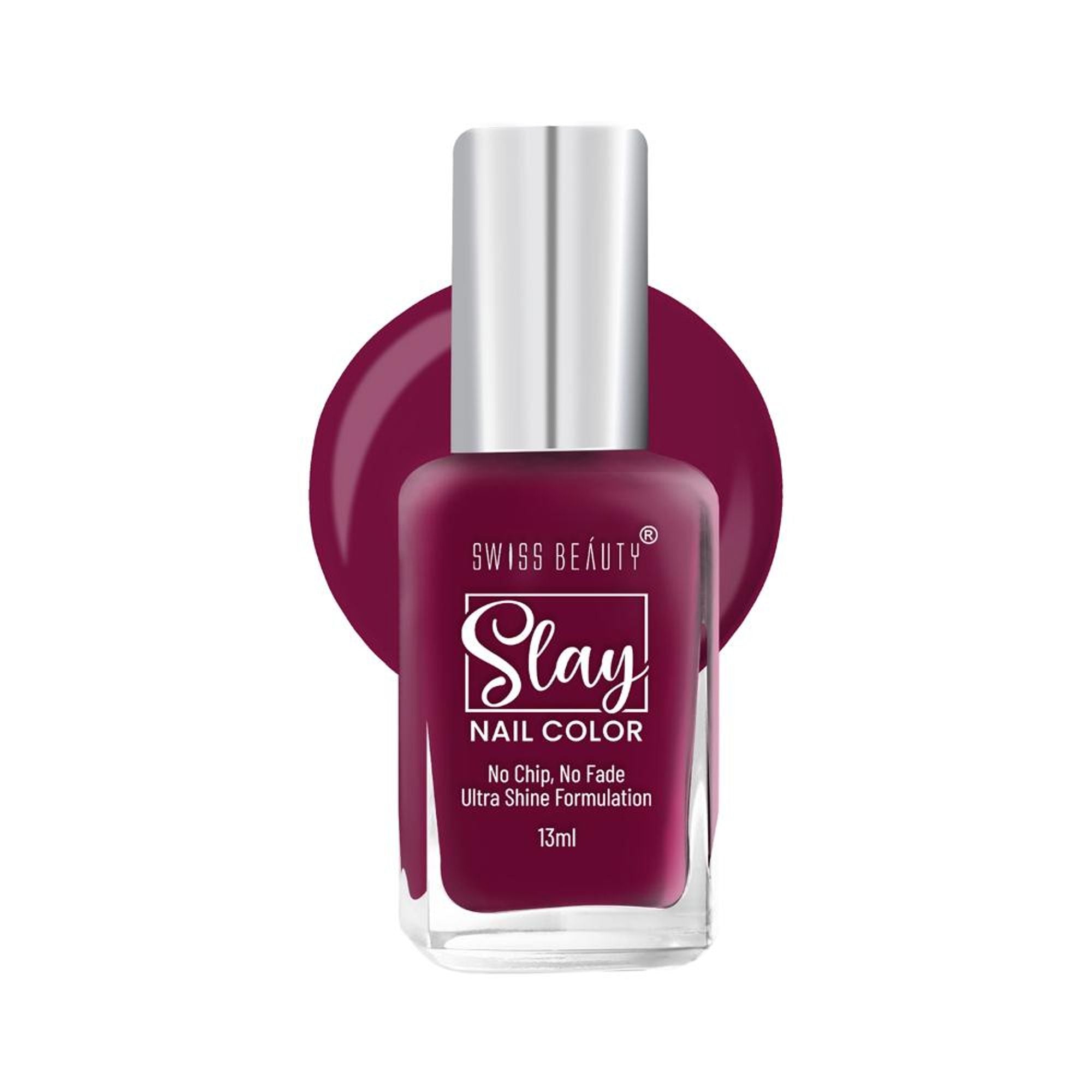 Swiss Beauty Slay Nail Color Ultra Shine Formulation - 32 Mulberry Maroon