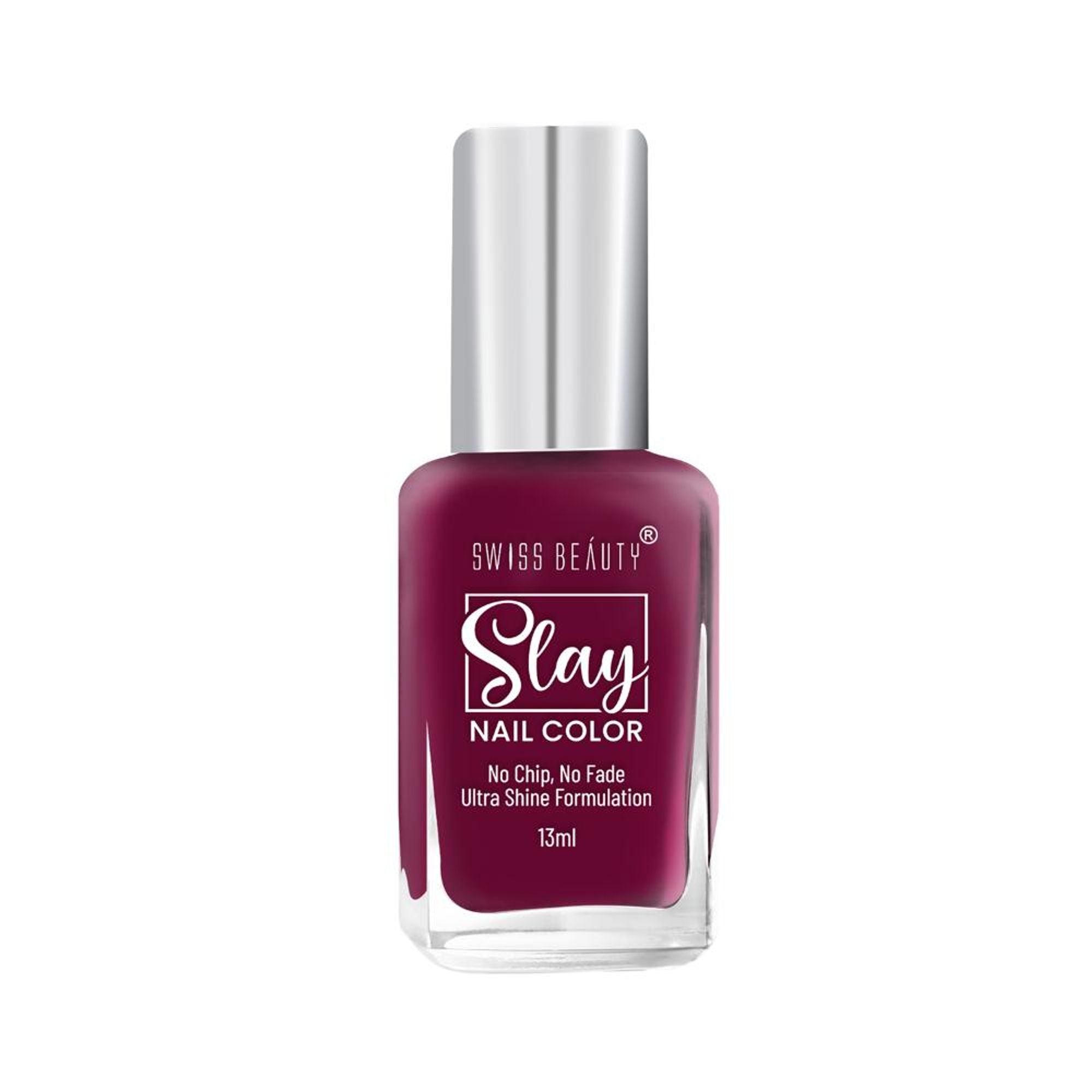 Swiss Beauty Slay Nail Color Ultra Shine Formulation - 32 Mulberry Maroon