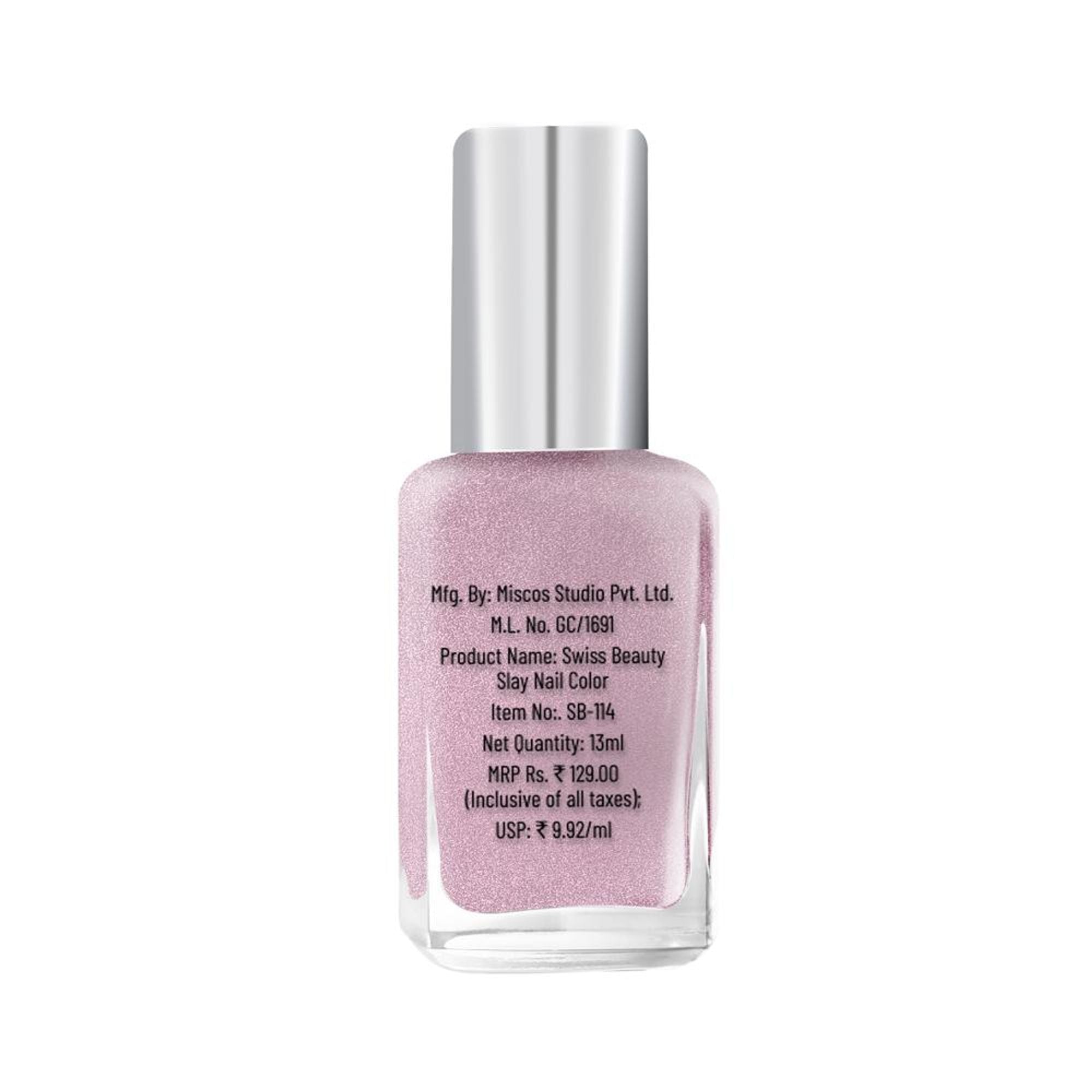 Swiss Beauty Slay Nail Color Ultra Shine Formulation - 49 Sheer Elegance
