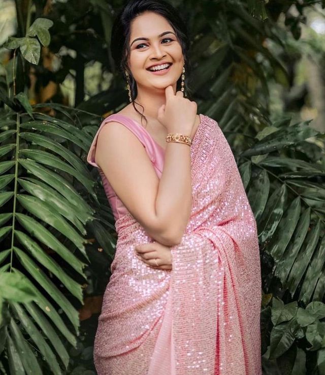 Aastha Peach Soft Organza Beautiful Sequance  Embroidery Work