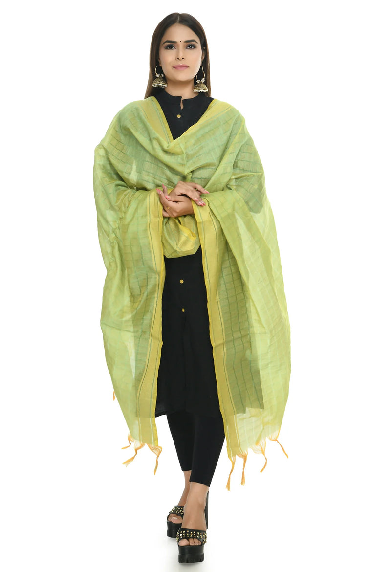 Mominos Fashion Moeza Handloom Cotton Pista Green Dupatta