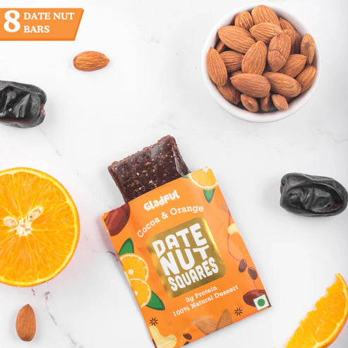 Gladful Date Nut Squares - Cocoa & Orange: 8 Bars