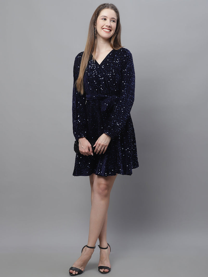 Women's Sequin Velvet A-line dress