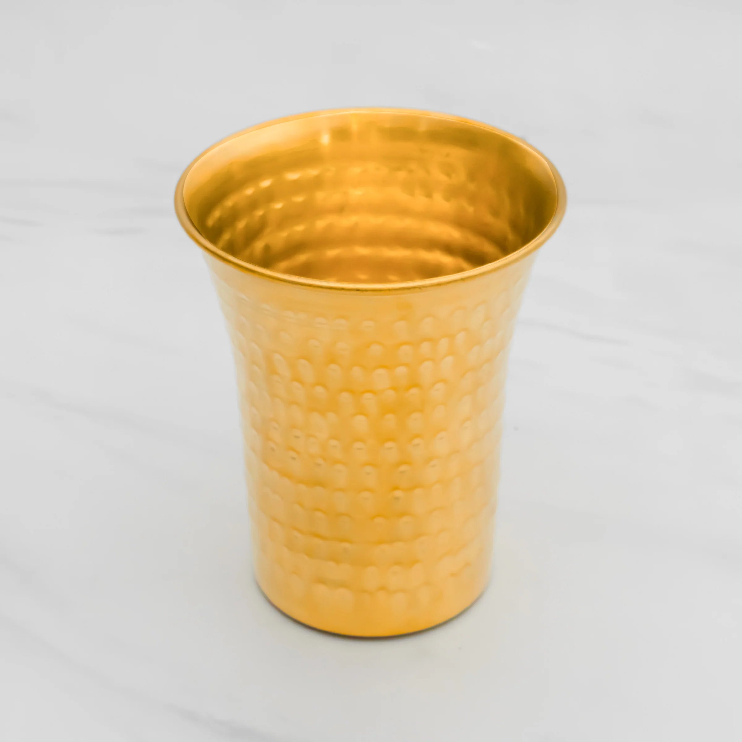 Health Smith Pure Brass Waterfall Glass with Hammered Finish - Lacquered for Shine & Protection