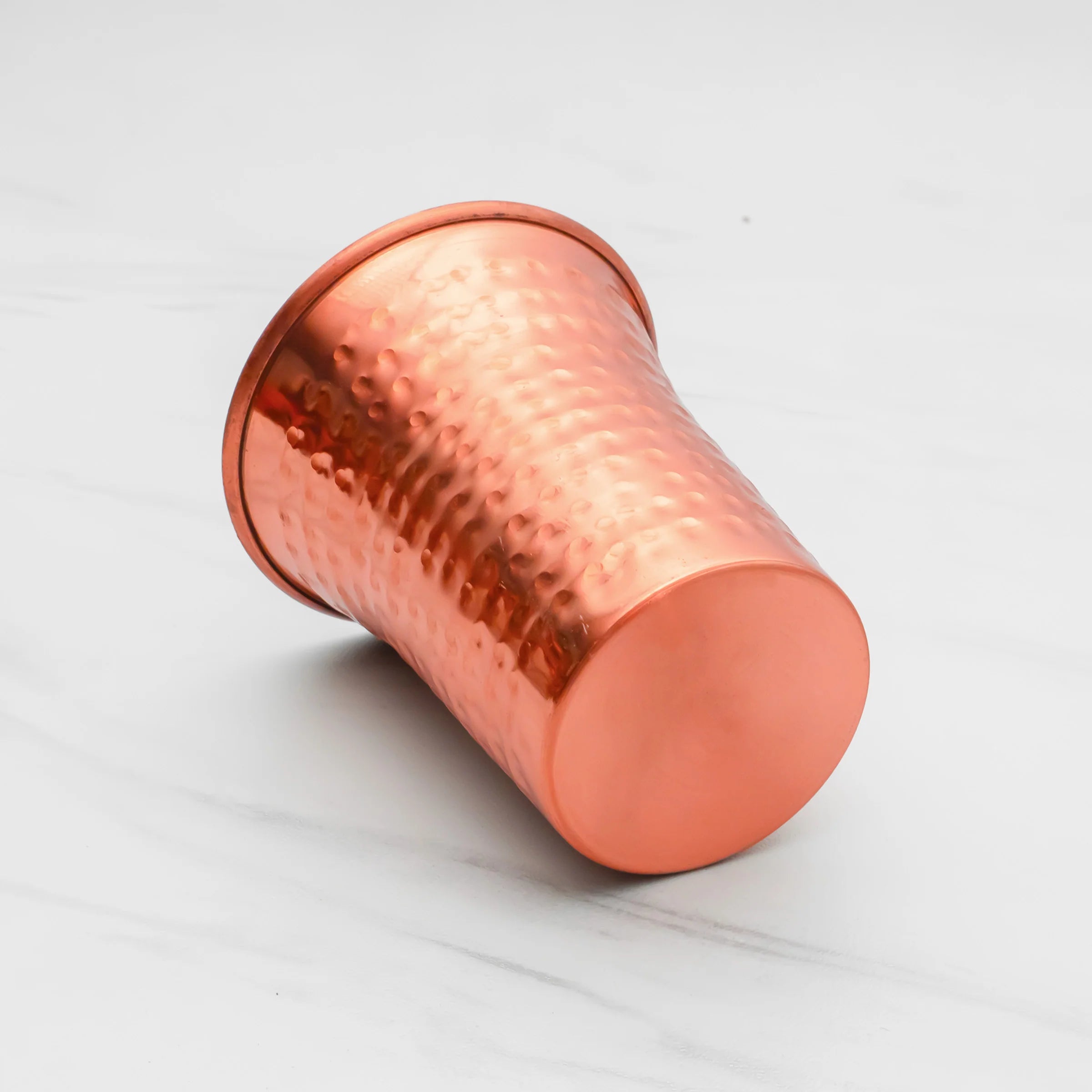 Health Smith Pure Copper Waterfall Glass with Hammered Finish - Lacquered for Shine & Protection
