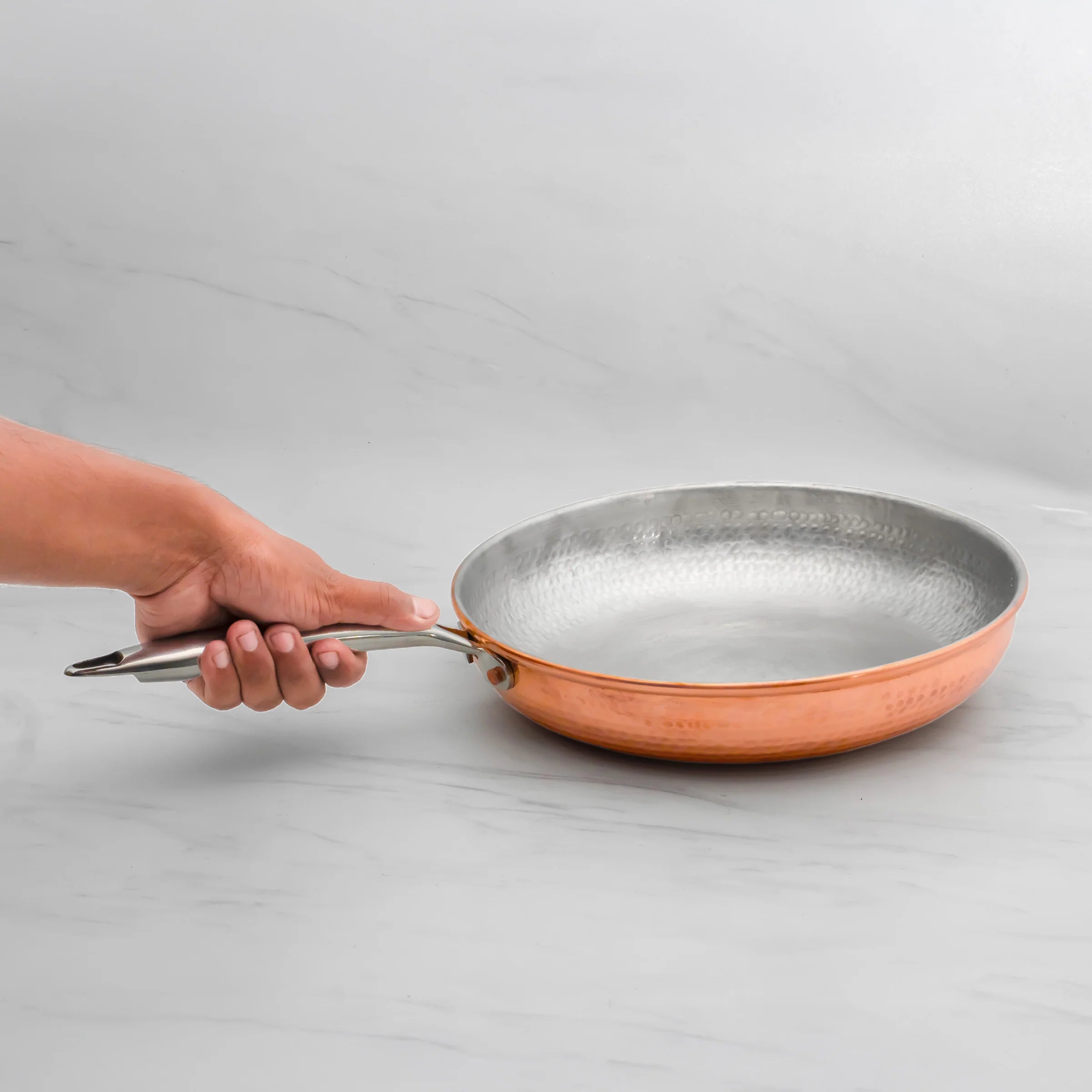 Health Smith Pure Copper Saute Pan with Heat Resistant Handle for Cooking – Tin Coated (Kalai)