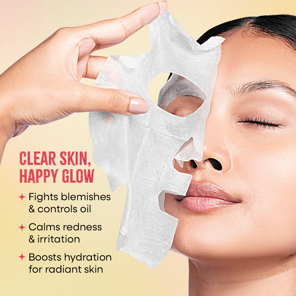 Nykaa Green Tea + Aloe Vera Sheet Mask For Hydrated Skin - Formulated in Korea - For All Skin Types - Strawberry + Argan Oil
