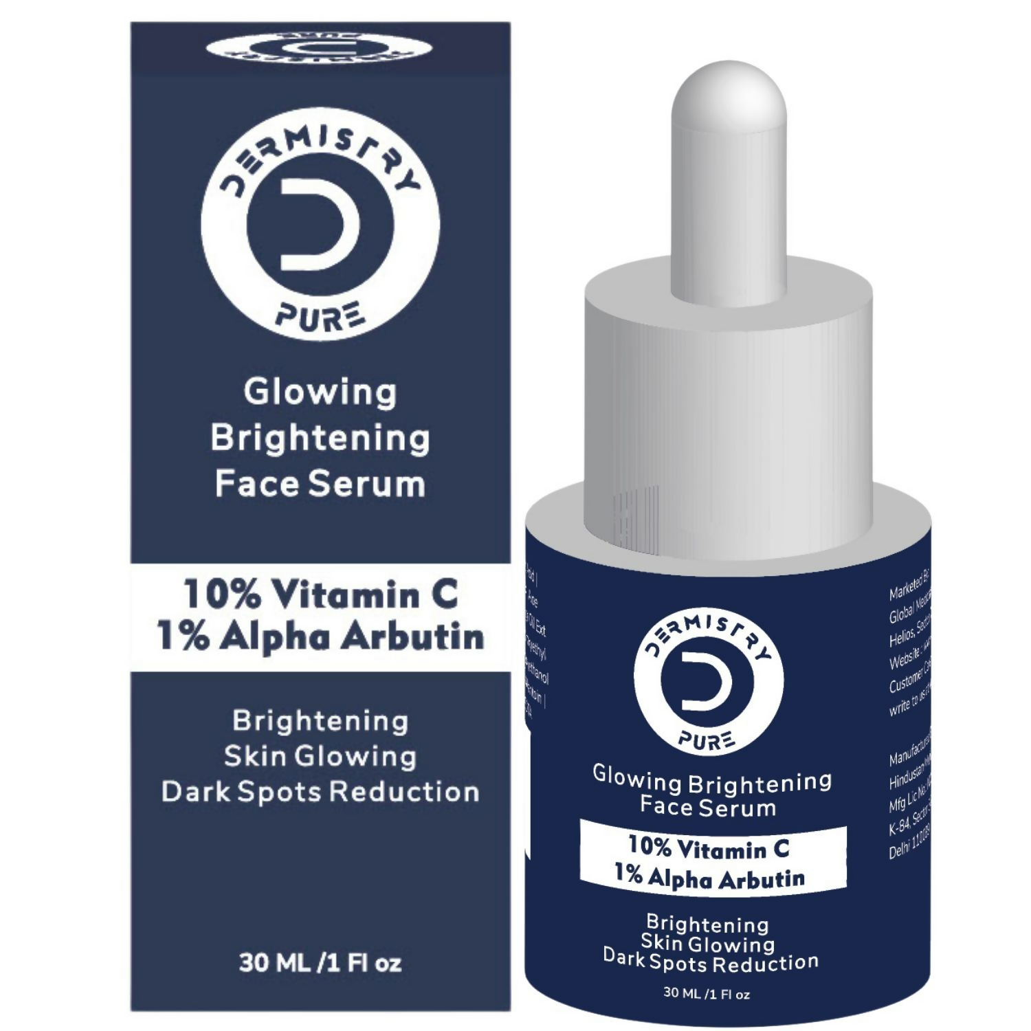 Dermistry 10% Vitamin C 1% Alpha Arbutin Dull Skin Brightening Lightening Fairness Glow Face Serum