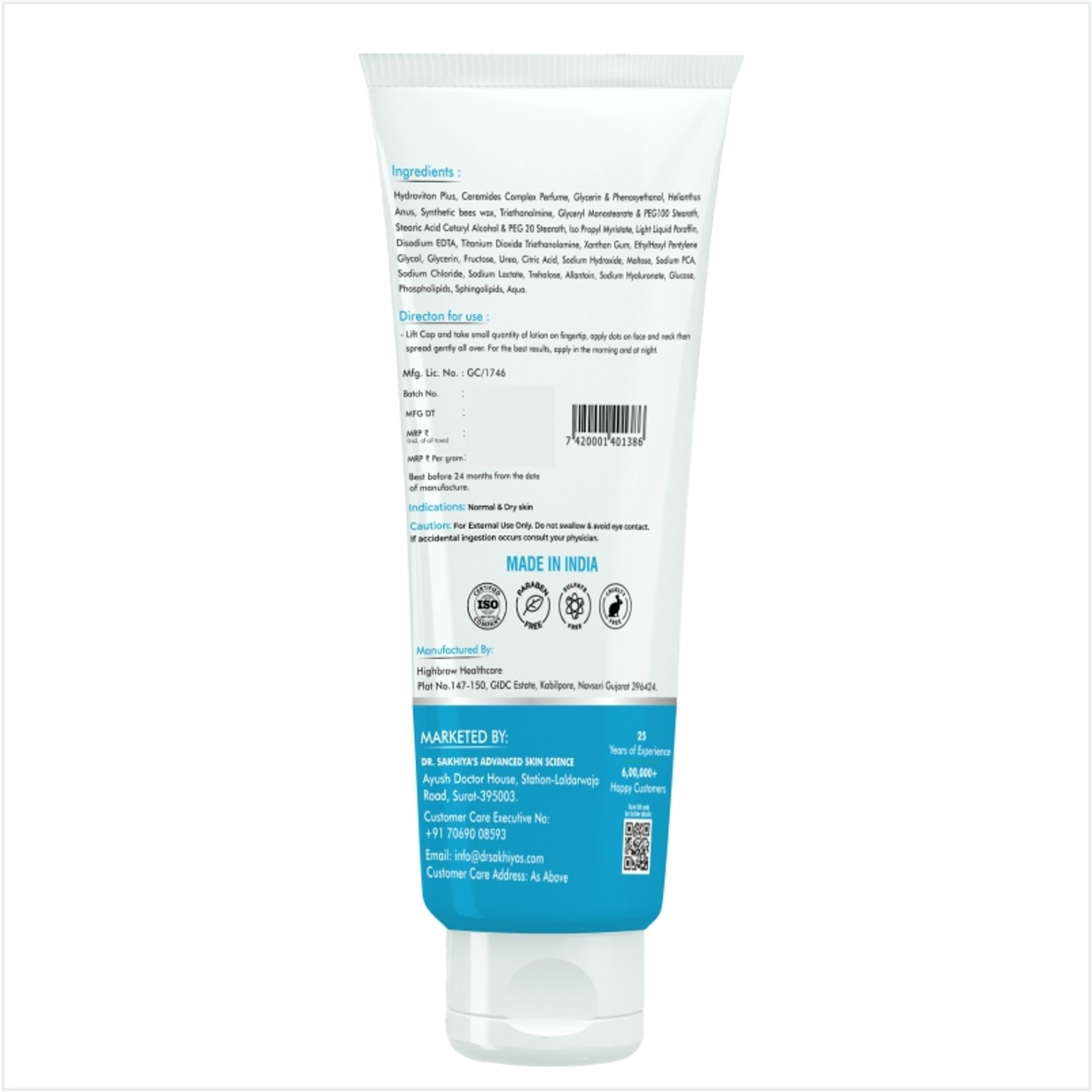 Dr.Sakhiya Ultra Hydrating Face Moisturizer Lightweight Daily Hydration for All Skin Types