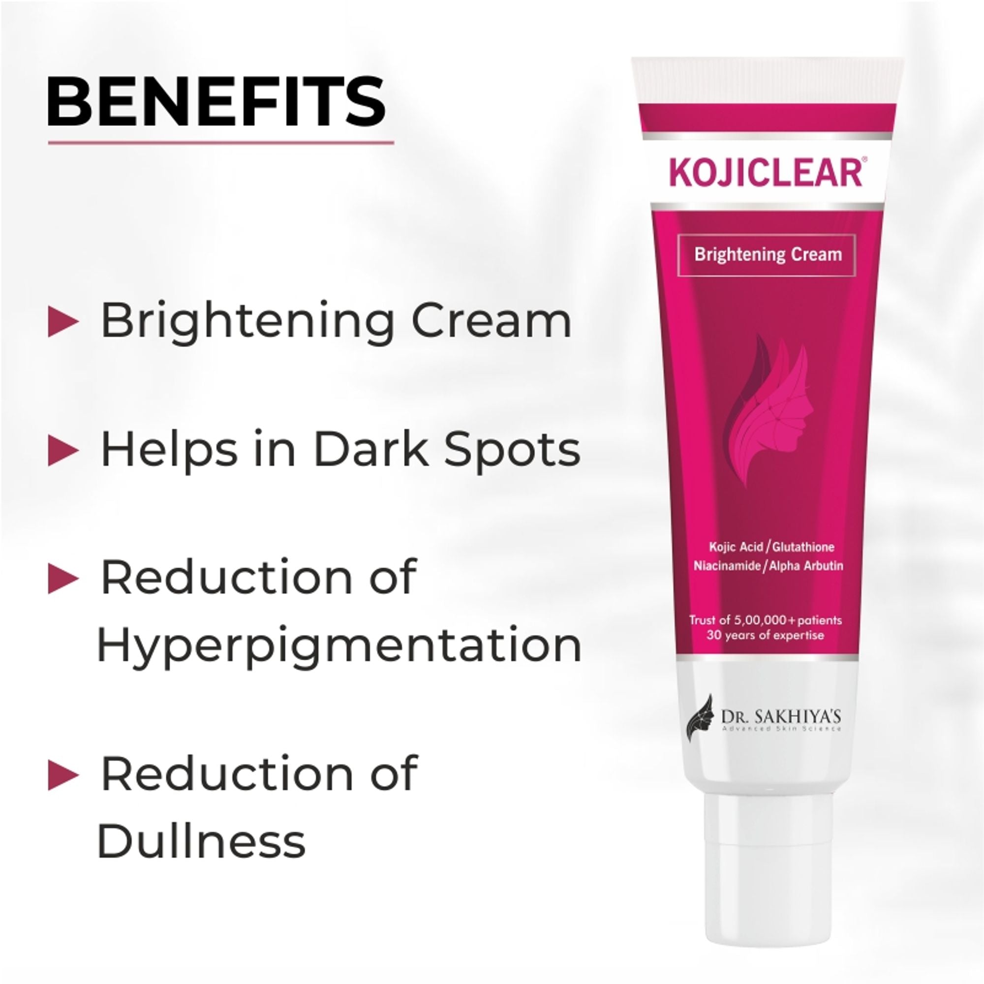 Dr.Sakhiya Kojiclear Whitening Brightening Tan Removal Face Cream with Kojic Acid Glutathione