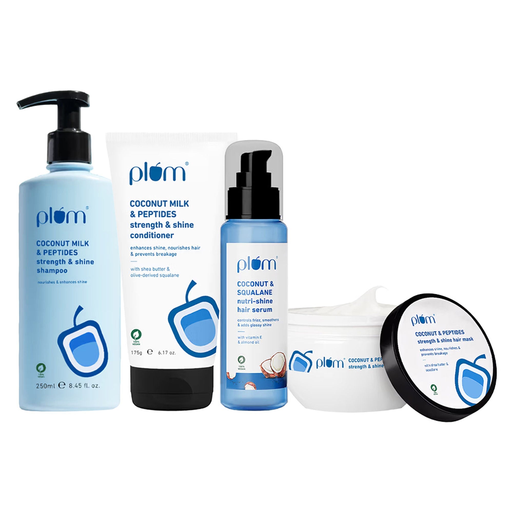 Plum Coconut Milk & Peptides Shampoo, Conditioner, Hair Mask and Hair Serum