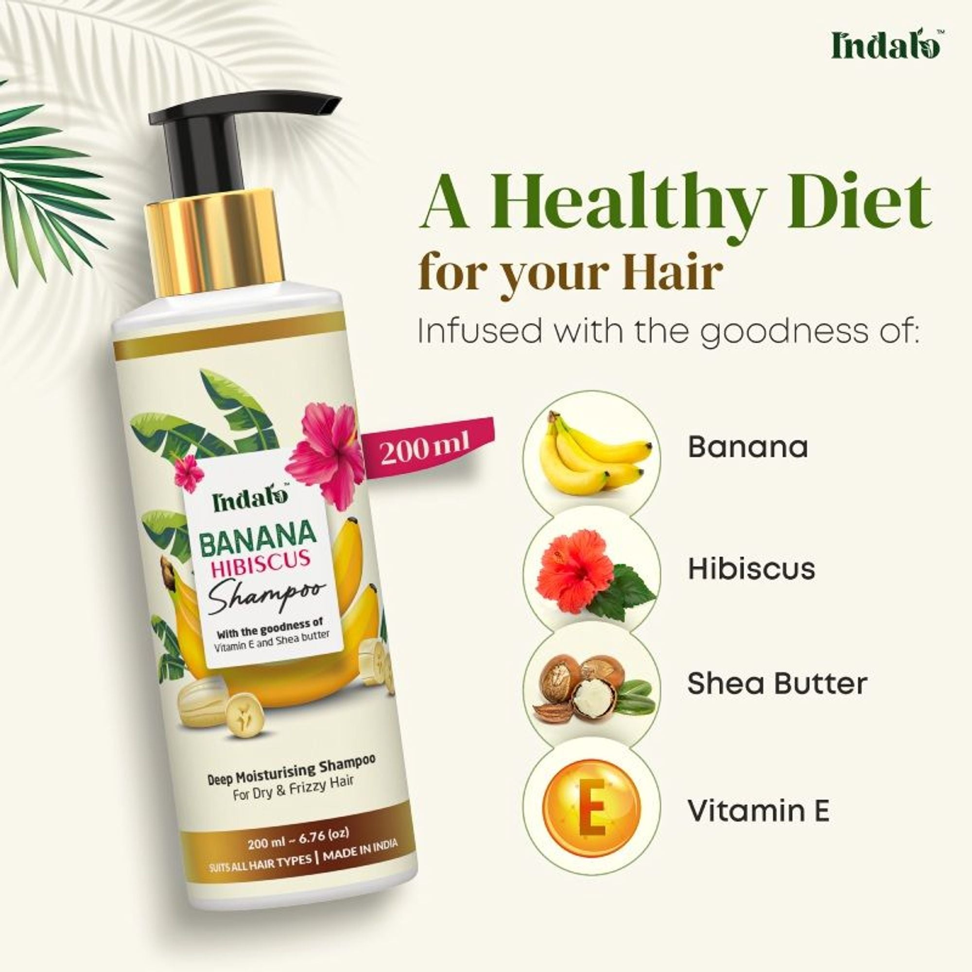 Indalo Banana Hibiscus Shampoo For Dry & Frizzy Hair