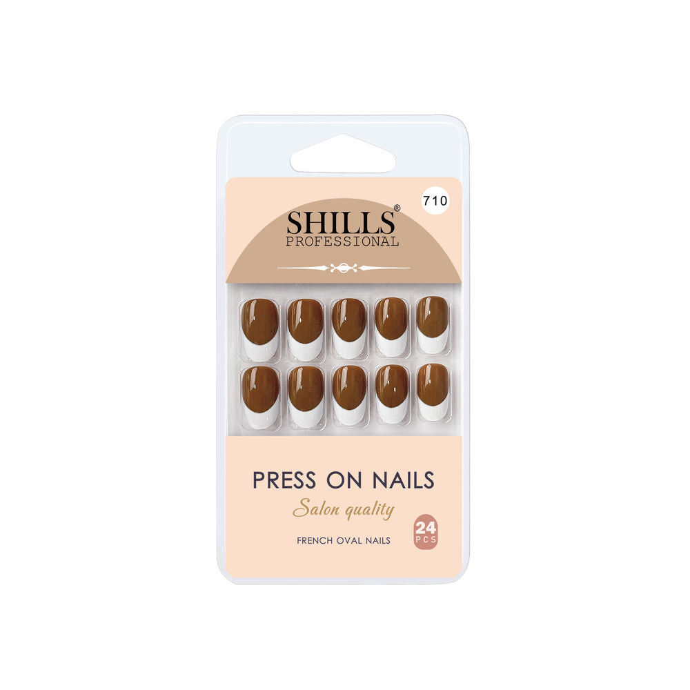 Shills Professional Reusable Press On Nails French Oval - SPN710