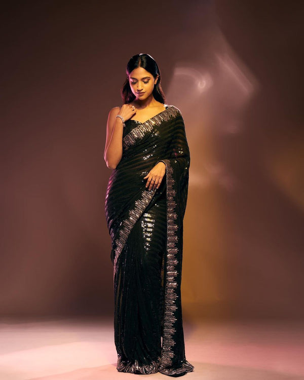 Aastha Black Soft Georgette Sequance Embroidery Work