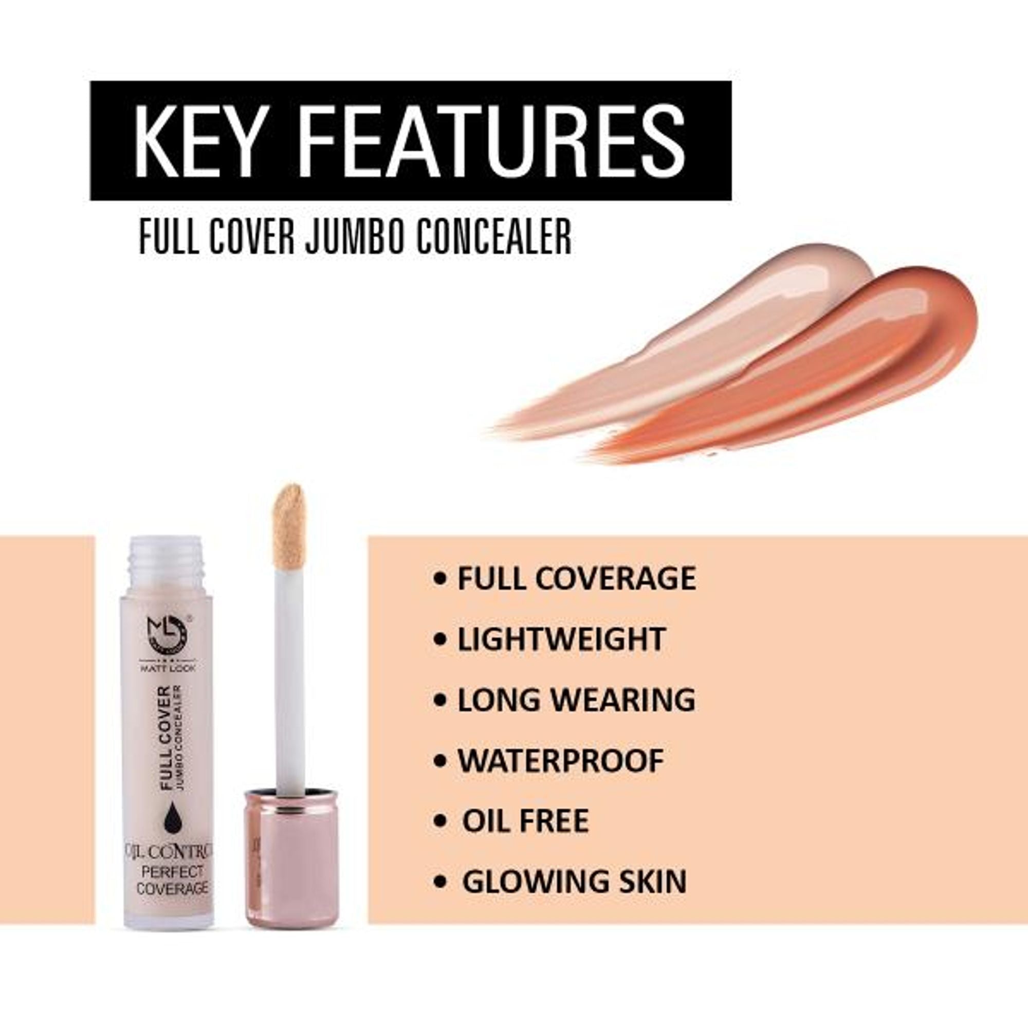 Matt Look Full Cover Jumbo Oil Control Perfect Coverage Concealer - Orange Corrector