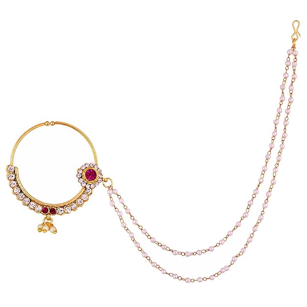 Tehzeeb Creation Designer Magenta Color Gold Plated Dulhan Choker Bridal Set with sheeshpatti for Girls & Women  THZ407