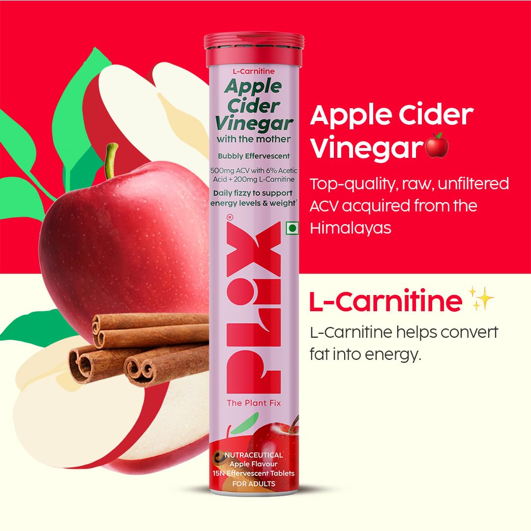 PLIX The Plant Fix L-Carnitine ACV Effervescent Tablets - Apple Burst