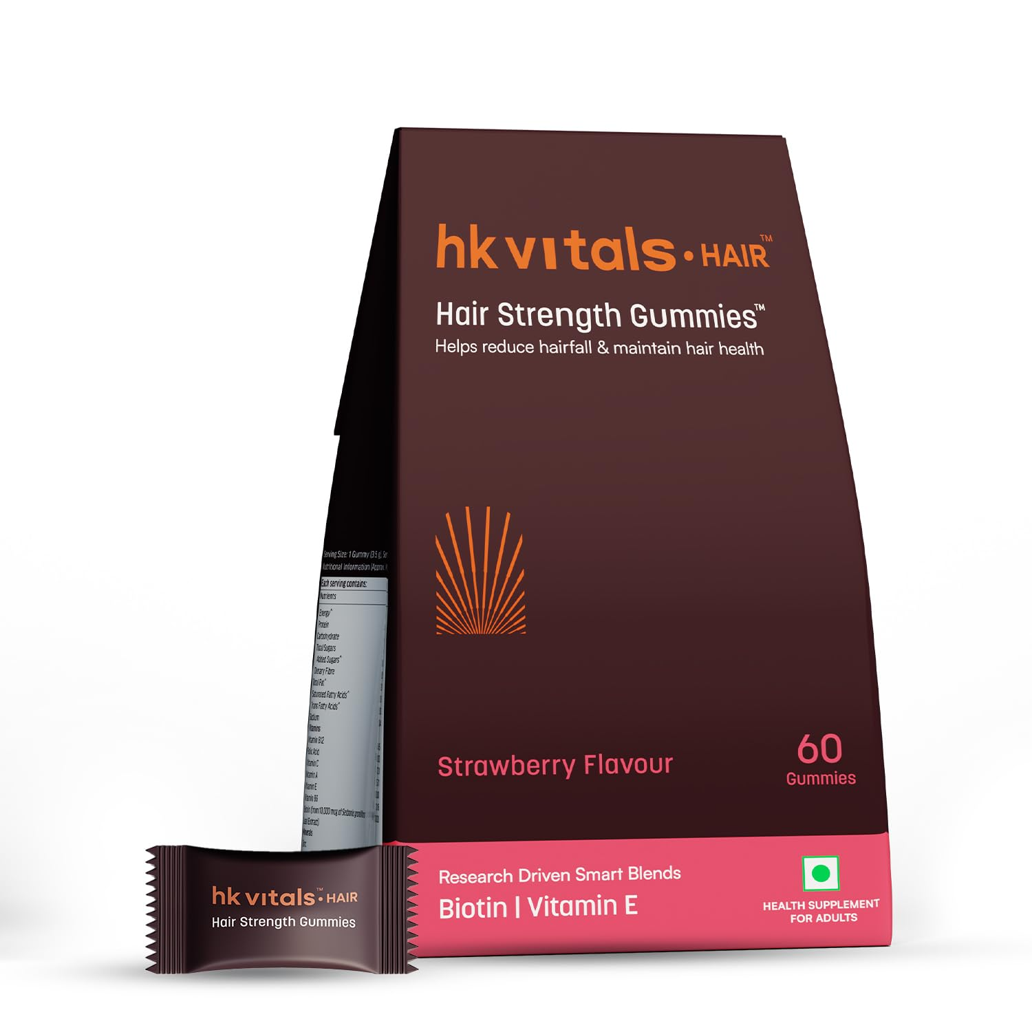 HK Vitals Hair Strength Biotin Gummies - Strawberry Flavor