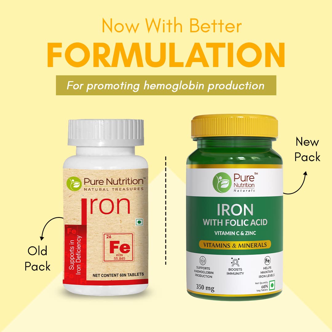 Pure Nutrition Iron Folic Acid with Zinc & Vitamin C Tablets