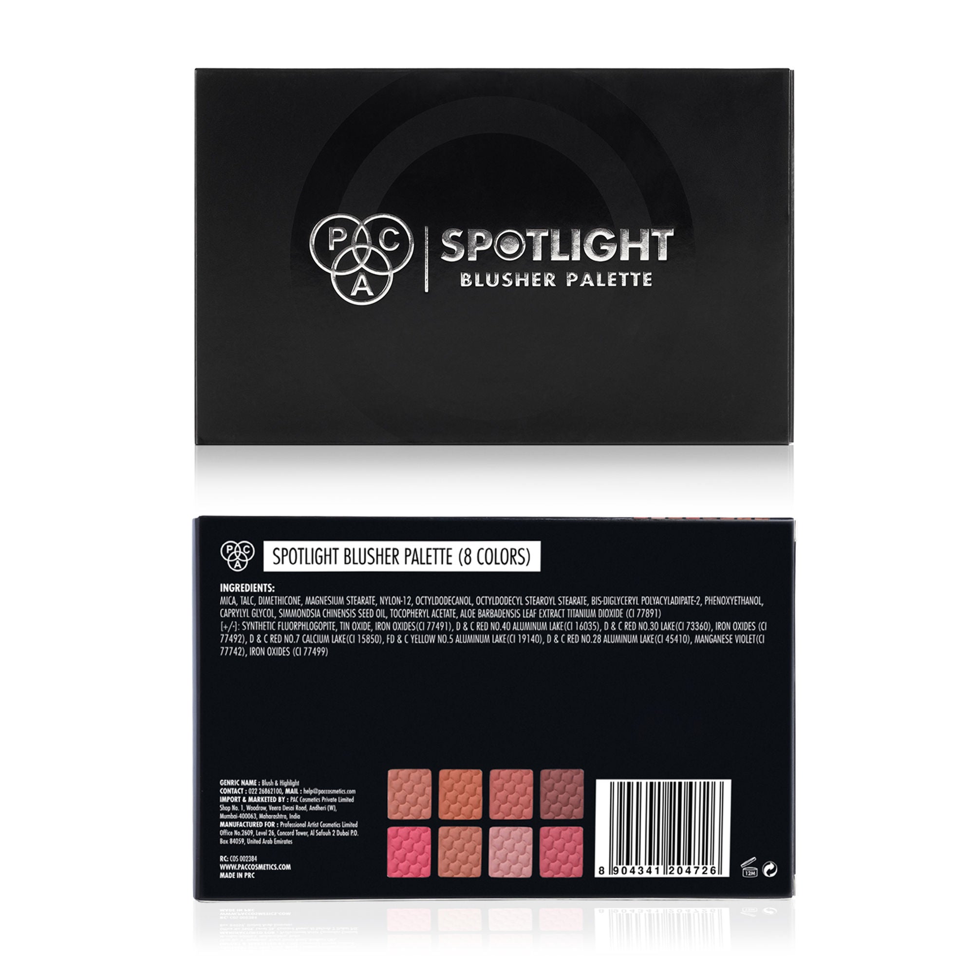 PAC Studio Spotlight Blusher Palette X8 - All in One MUA Palette, High Payoff, Shades for Every Skin Tone