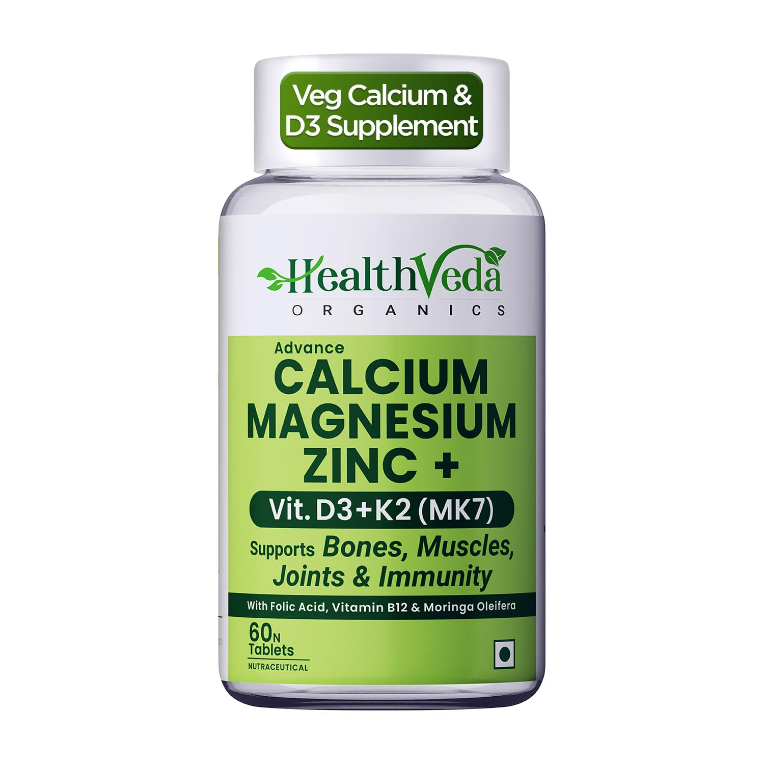 Health Veda Organics Calcium Magnesium & Zinc Vitamin D3 & B12 Tablets