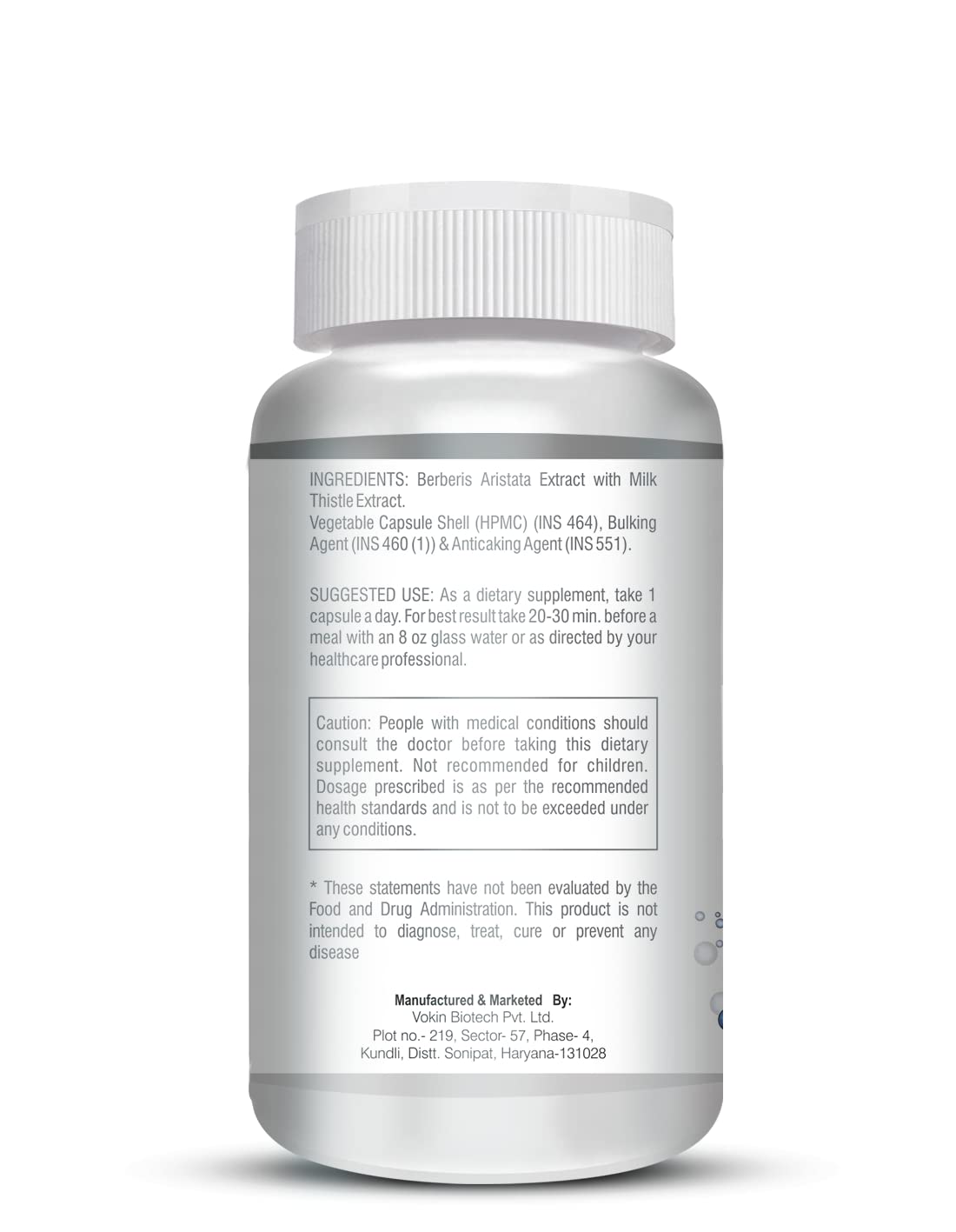 Vokin Biotech Berberis Berberine 95% with Milk Thistle Vegetable Capsules