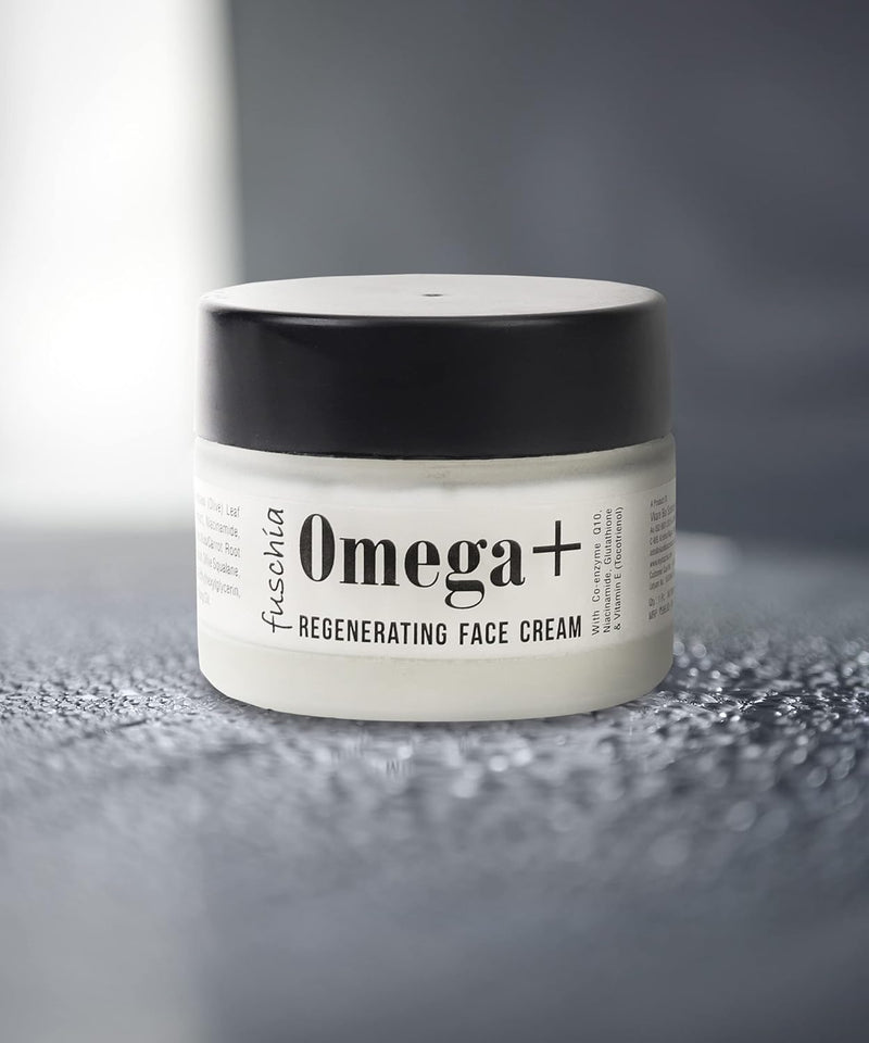 Fuschia Omega+ Regenerating Face Cream with 5 potent Antioxidants - Omega 3 6 9, CoQ10, Tocotrienol, Niacinamide & Glutathione