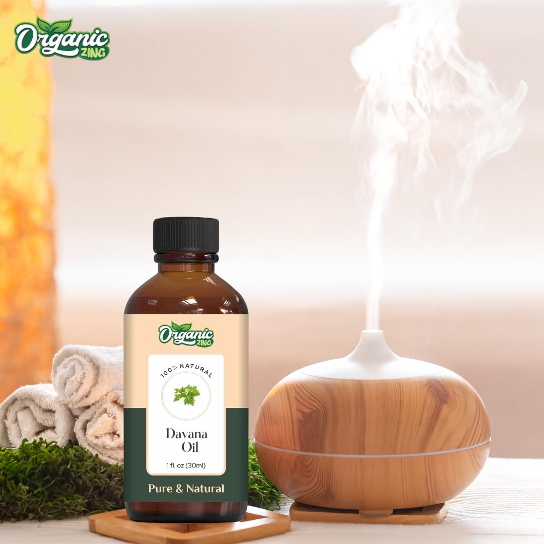 Organic Zing Davana (Artemisia Pallens) Oil | Pure & Natural Essential Oil for Skincare, Aroma and Diffusers