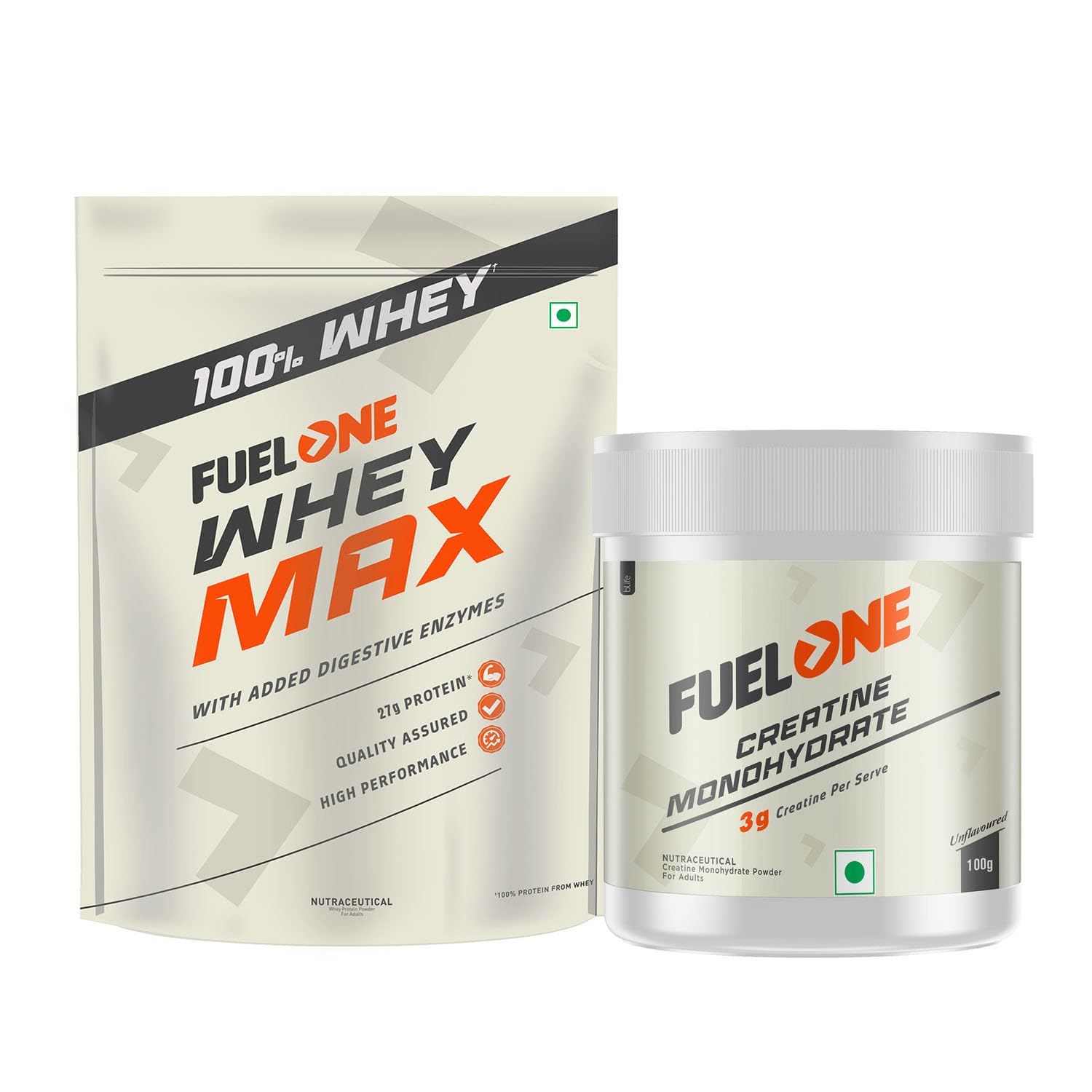 FUELONE Whey Max - Chocolate and Creatine Monohydrate Combo